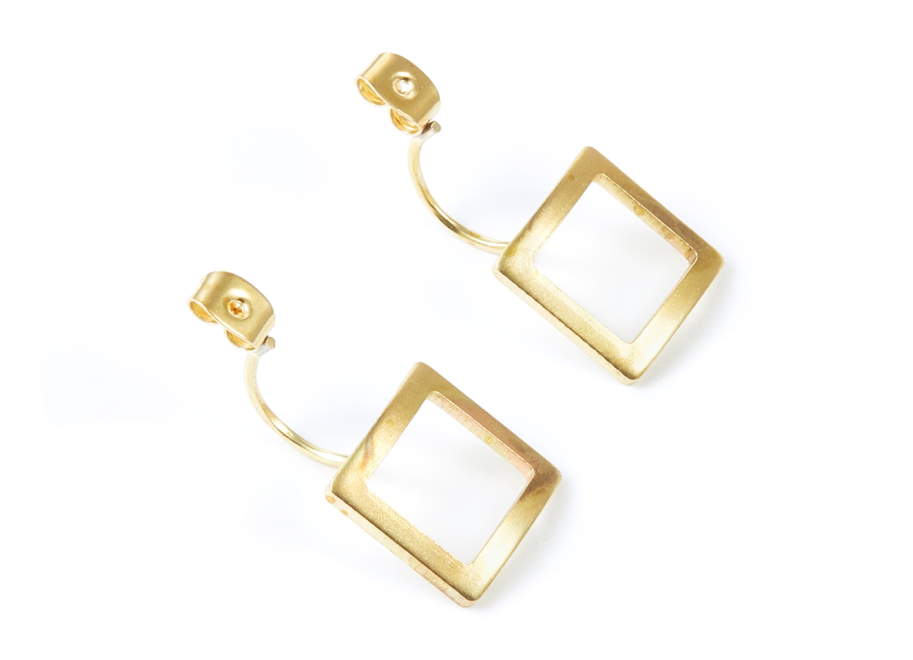 Brass Earring Backs - Brass Square Earring Back - Earring Findings - Jewelry Supplies -29.7x13.7x1.22mm - PP1443 - DOMEDBAZAAR