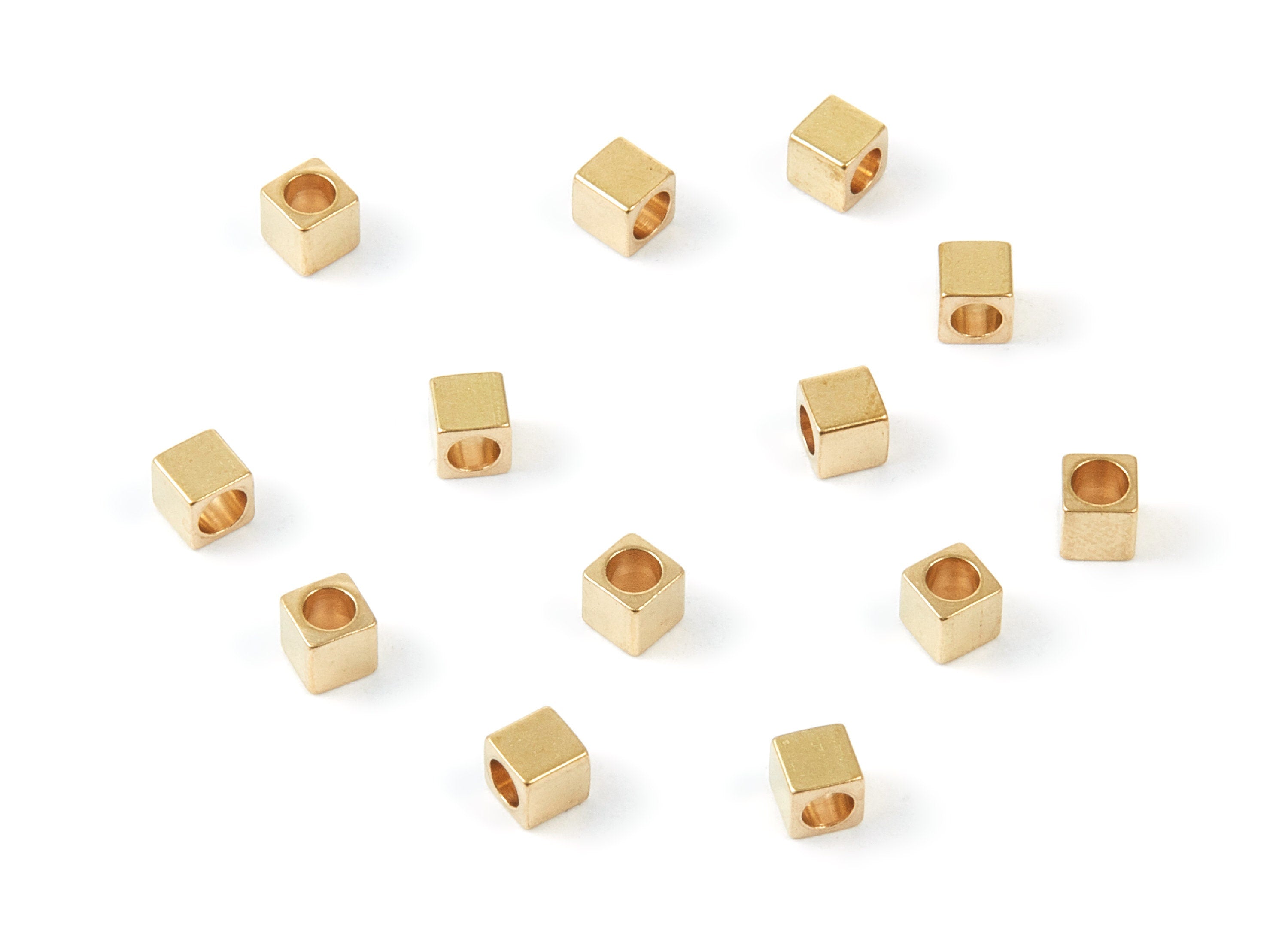 Brass Square Beads - 4X4 - Raw Brass Square Cube Beads - Jewelry Supplies - 3.96x3.96x4.7mm - PP1459 - DOMEDBAZAAR