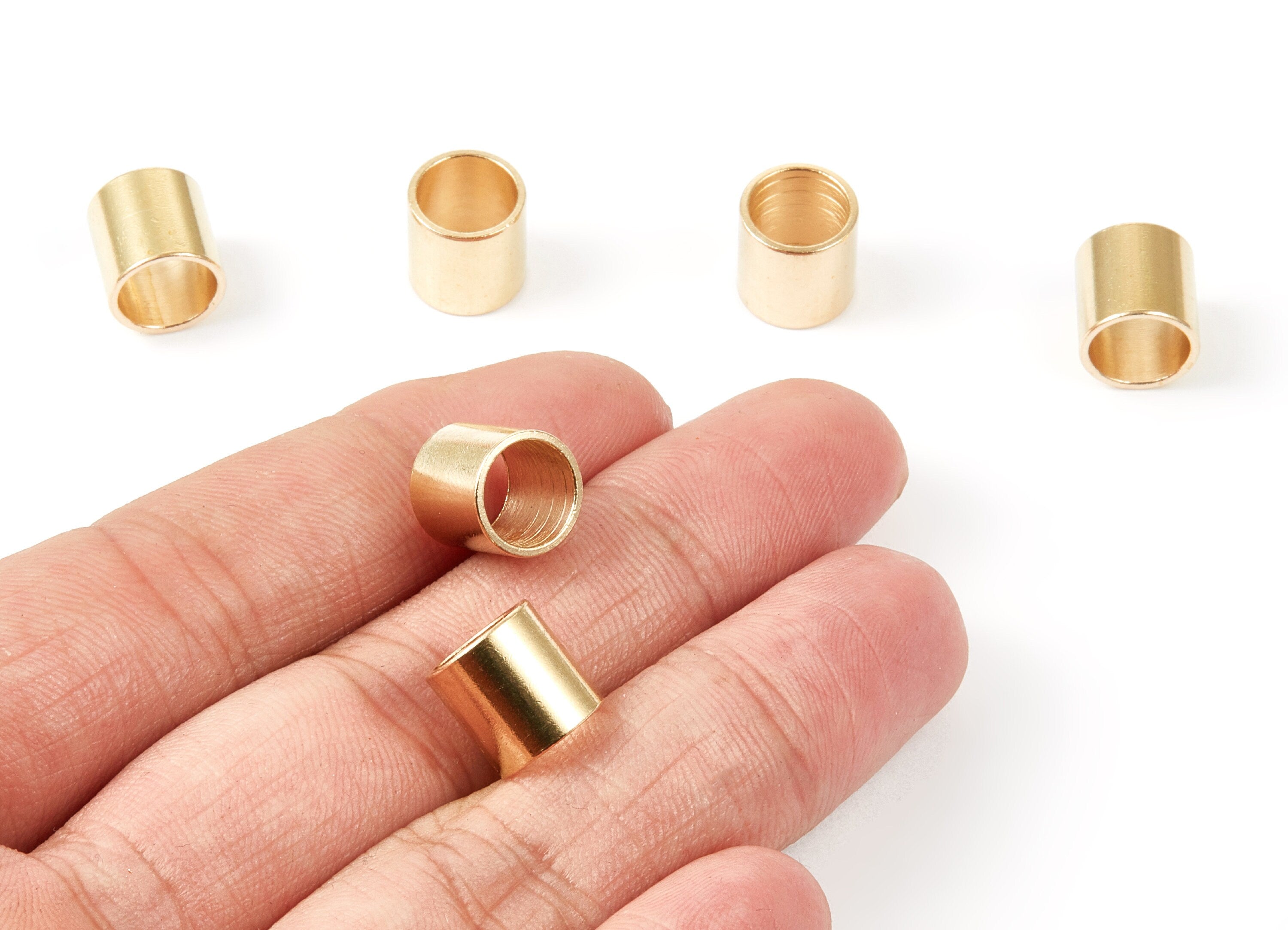 Industrial Brass Tube - 10X10 - Brass Tube Beads - Raw Brass Plain Tube Beads - jewelry supplies - 9.98x10.02x0.98mm - PP1452 - DOMEDBAZAAR