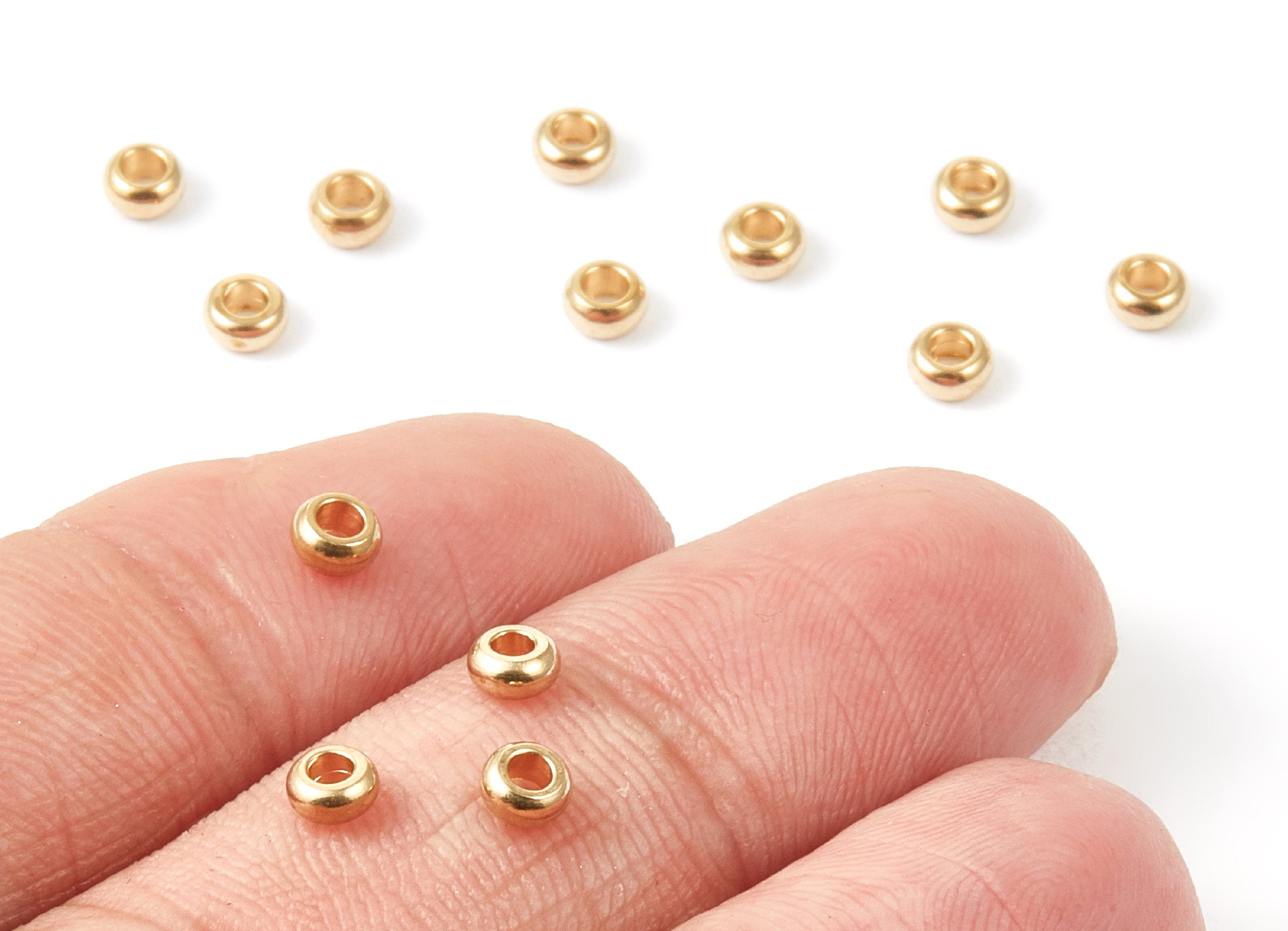 Brass Spacer Ball Beads - 4X2 - Raw Brass Spacer Ball Beads - Jewelry Supplies - 3.92x1.9mm - PP1465 - DOMEDBAZAAR
