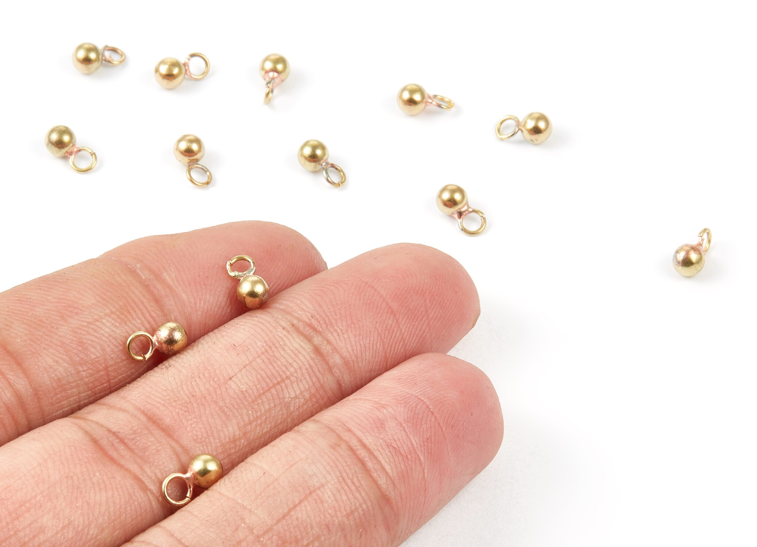 Brass Ball Charms - 4.0 Raw Brass Ball Charms With 1 Loop - Earring Findings - Jewelry Supplies - 7.25x3.78x0.69mm - PP1489 - DOMEDBAZAAR