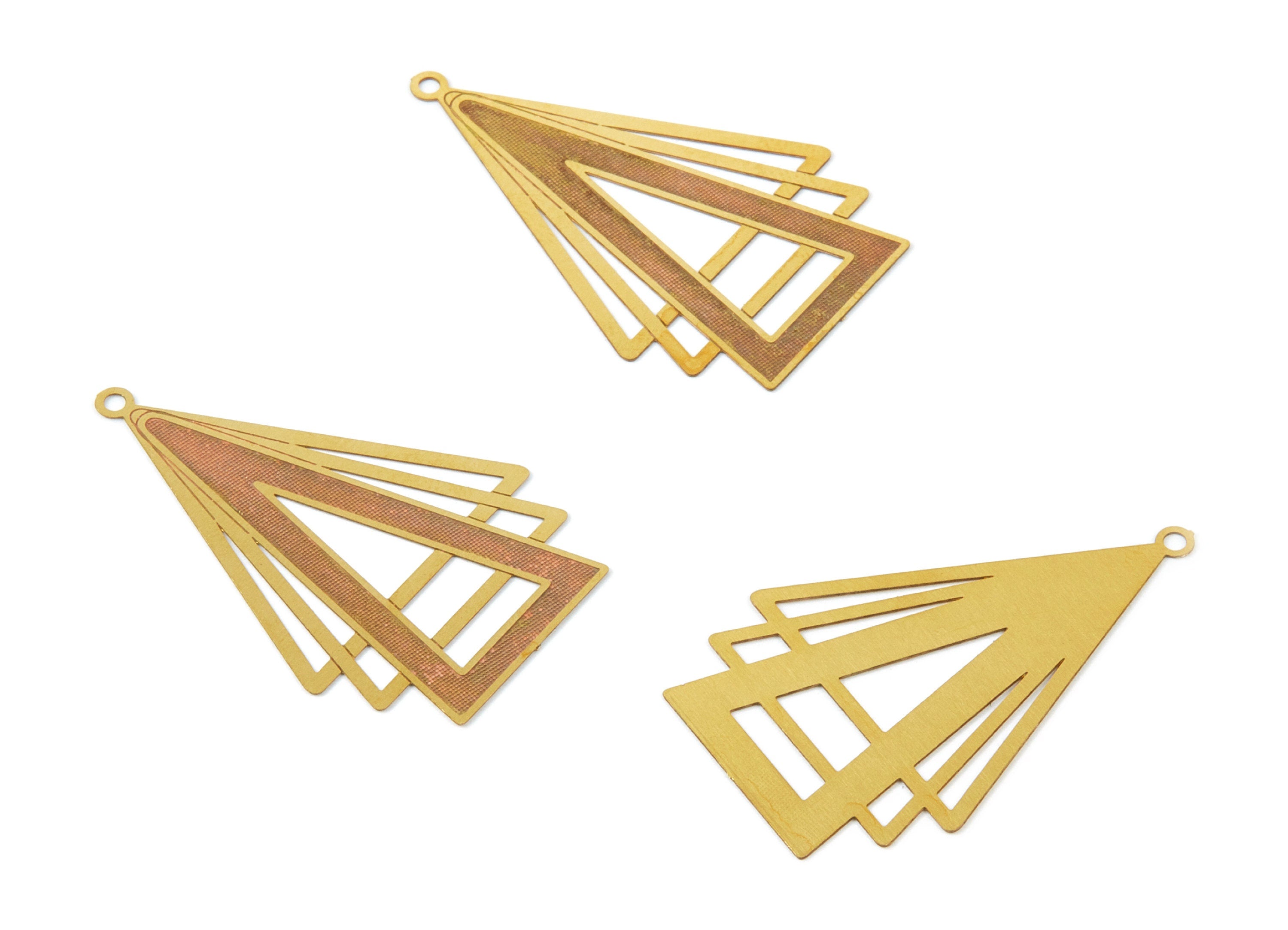 Raw Brass Triangle Shaped Necklace Charms - Geometric Necklace Charms - Earring Findings - 42.5x27x0.29mm - JJB5173 - DOMEDBAZAAR