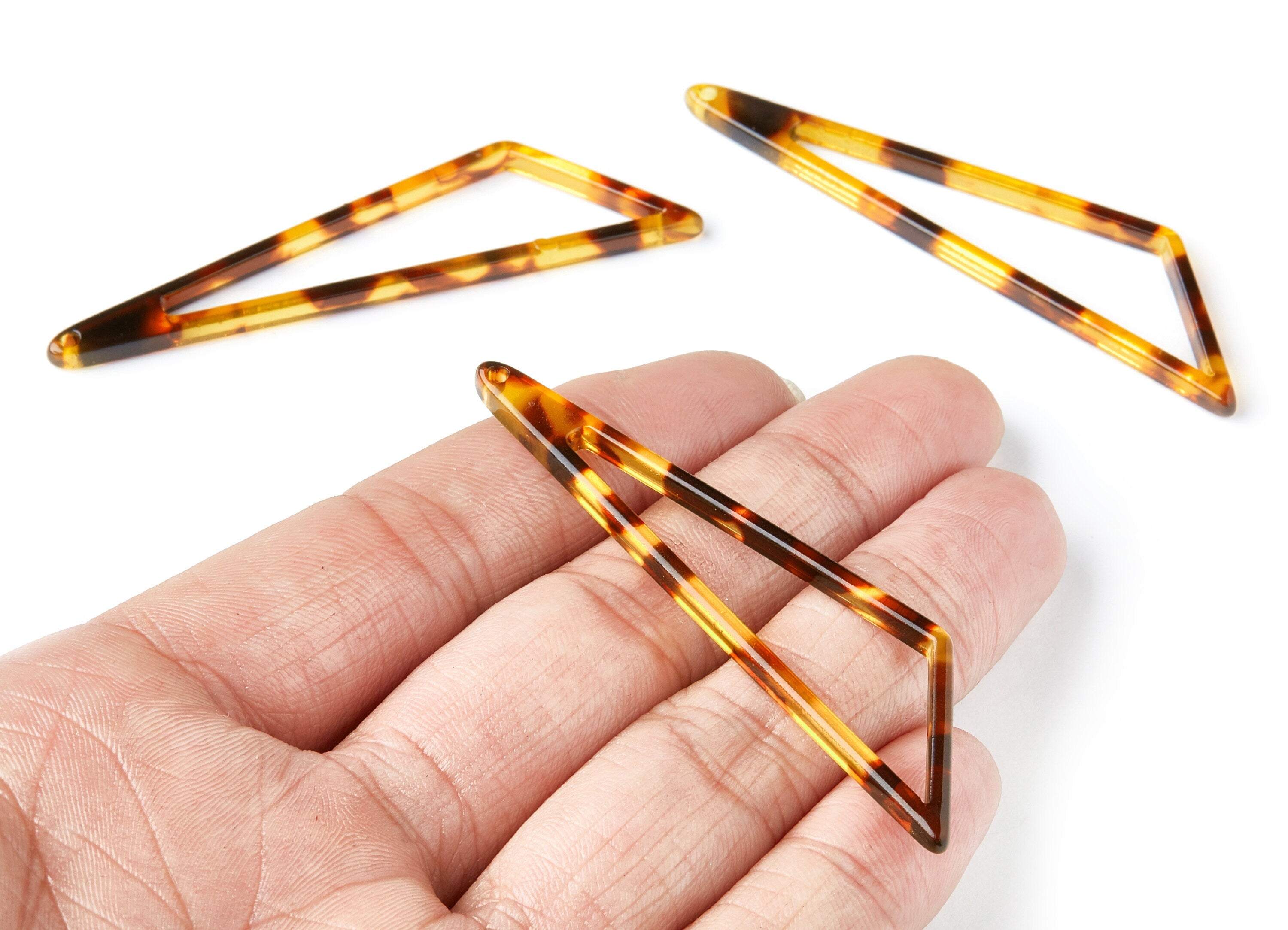 Acetate Acrylic Triangle Charms - Tortoise Shell Earrings - Triangle Pendant - Jewelry Supplies - Color Code: A05 - 69x16x3mm - AC1357R - DOMEDBAZAAR