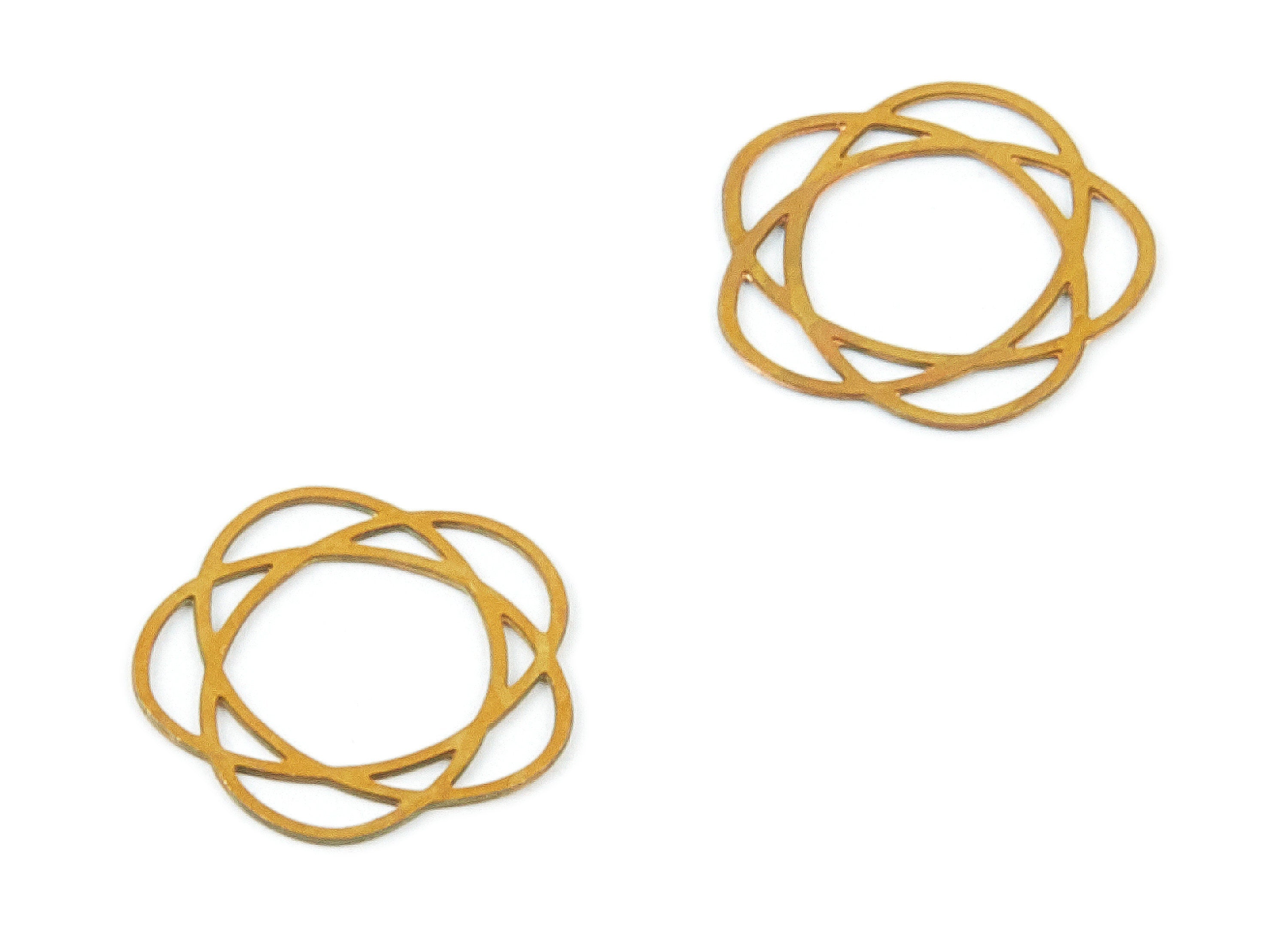 Raw Brass Flower Shaped Earring Charms - Hallow Out Earring Charms - Earring Findings - Jewelry Supplies - 11.37x11.37x0.29mm - JJC5808 - DOMEDBAZAAR