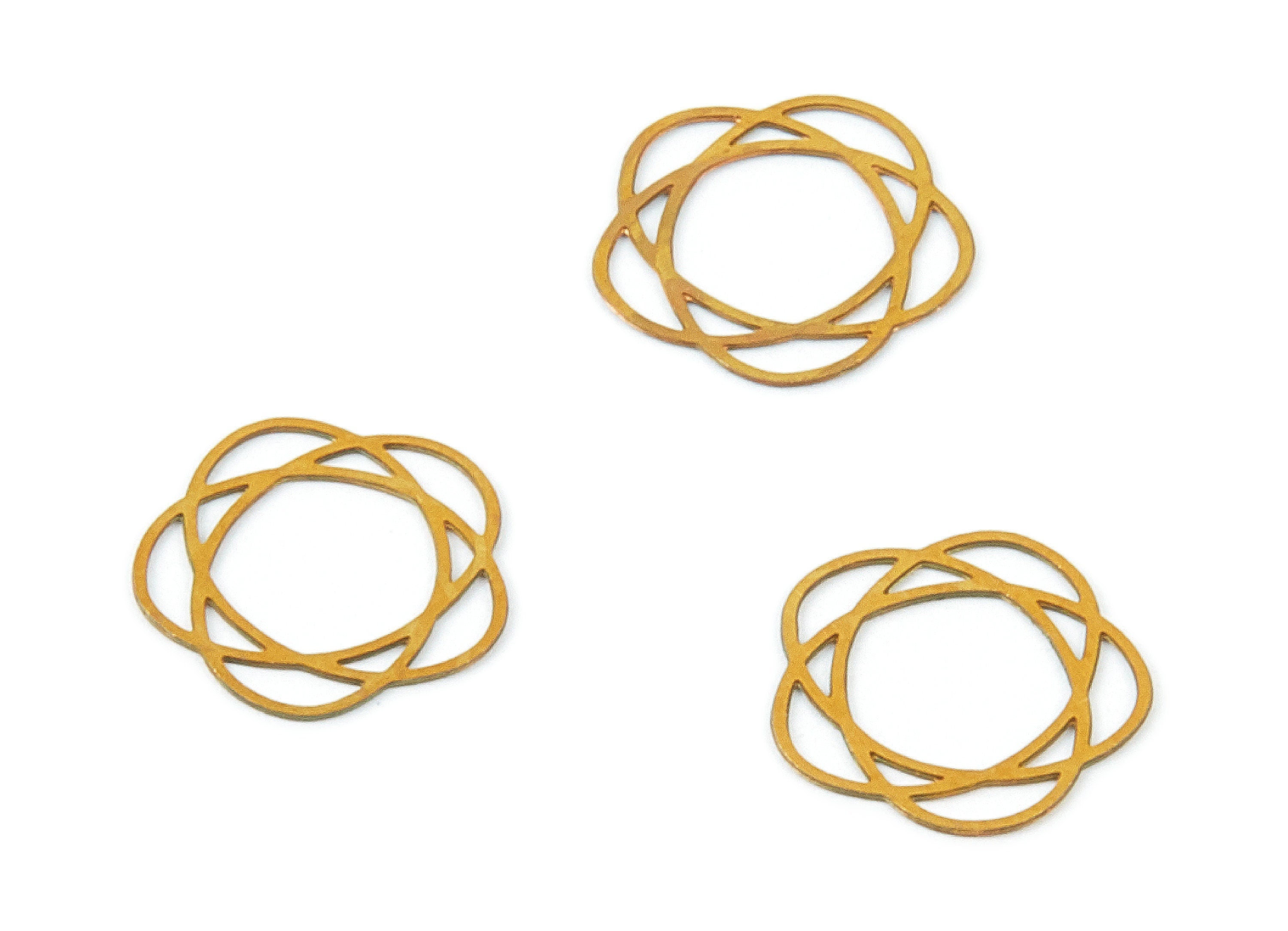 Raw Brass Flower Shaped Earring Charms - Hallow Out Earring Charms - Earring Findings - Jewelry Supplies - 11.37x11.37x0.29mm - JJC5808 - DOMEDBAZAAR