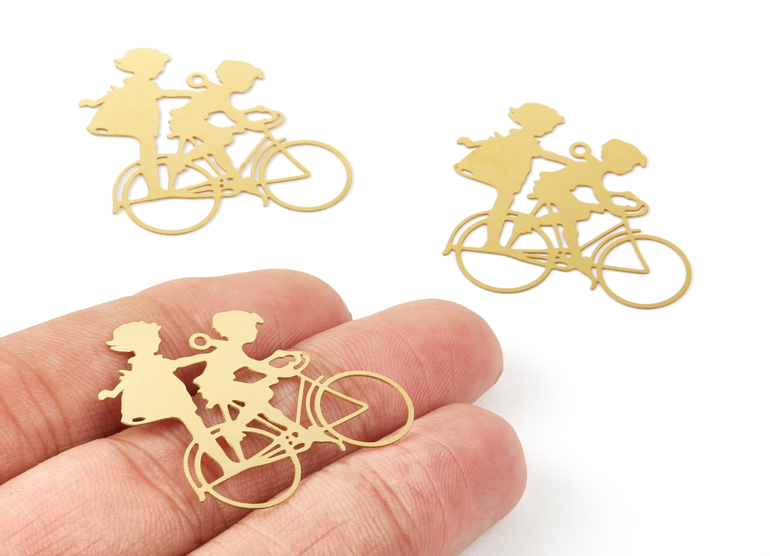 Raw Brass Bicycle Shaped Earring Charms - Hallow Out Earring Charms - Earring Findings - 32.28x31.68x0.3mm - JJB5037 - DOMEDBAZAAR