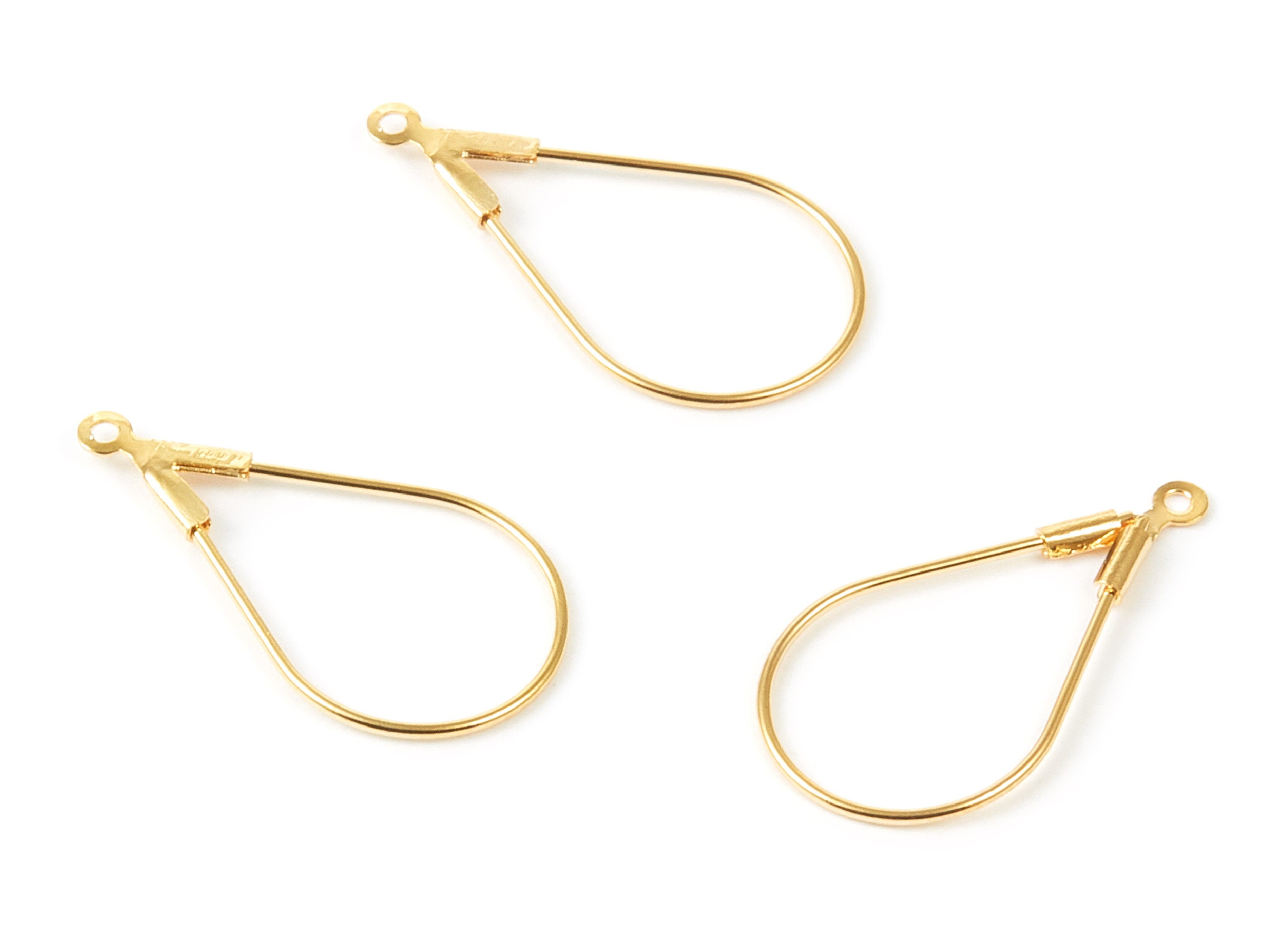 18K Real Gold Plated Brass Earring Wire - Brass Ear Wire - Earring Findings - Jewelry Supplies - 25.51x13.94x0.78mm - RGP1020 - DOMEDBAZAAR