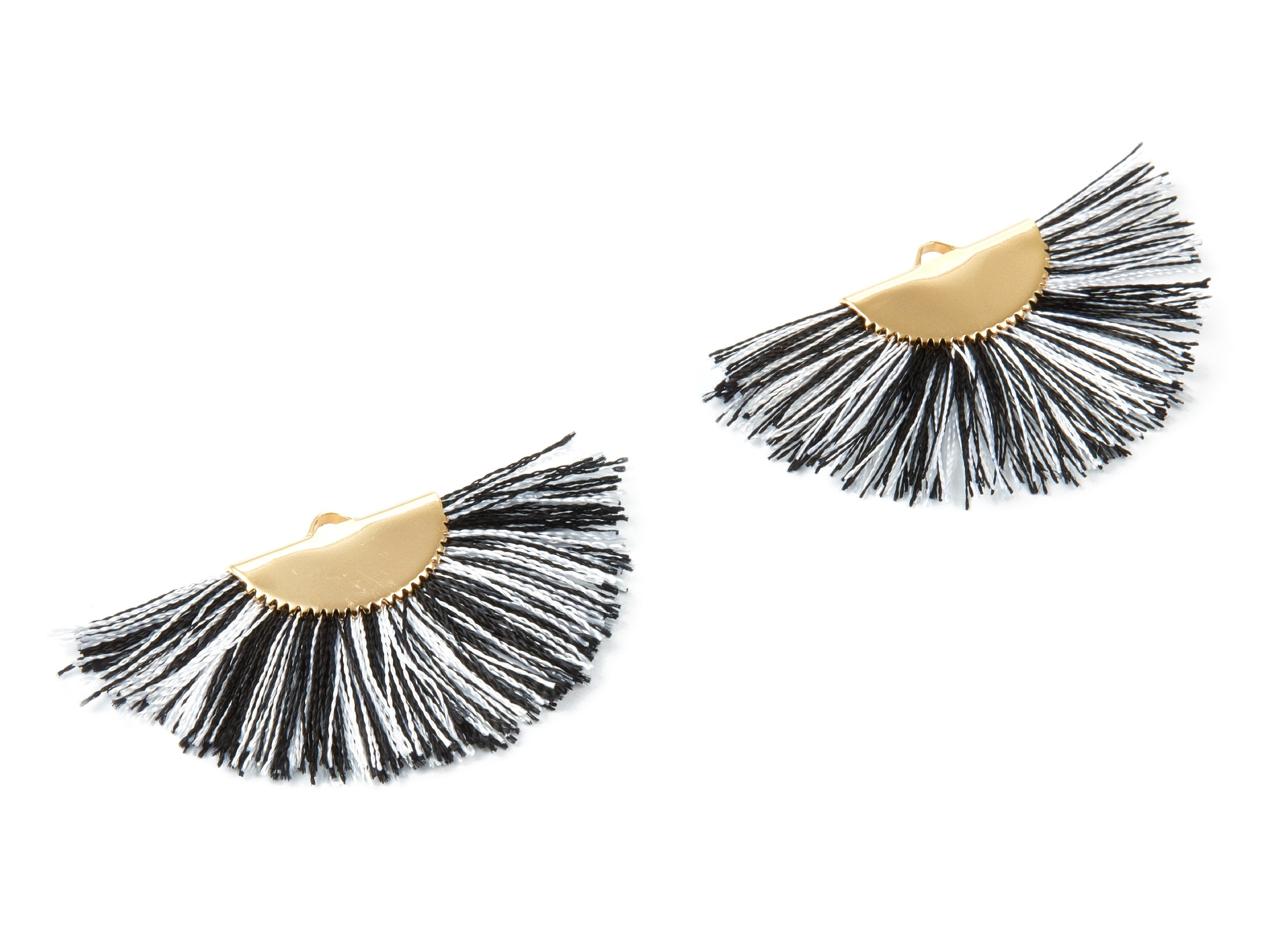 18K Real Gold Plated Brass Earrings - Fringe Tassel On A Brass findings Earrings - Fan Tassel Earring Charms - 45x29x2.8mm - RGP1001C - DOMEDBAZAAR