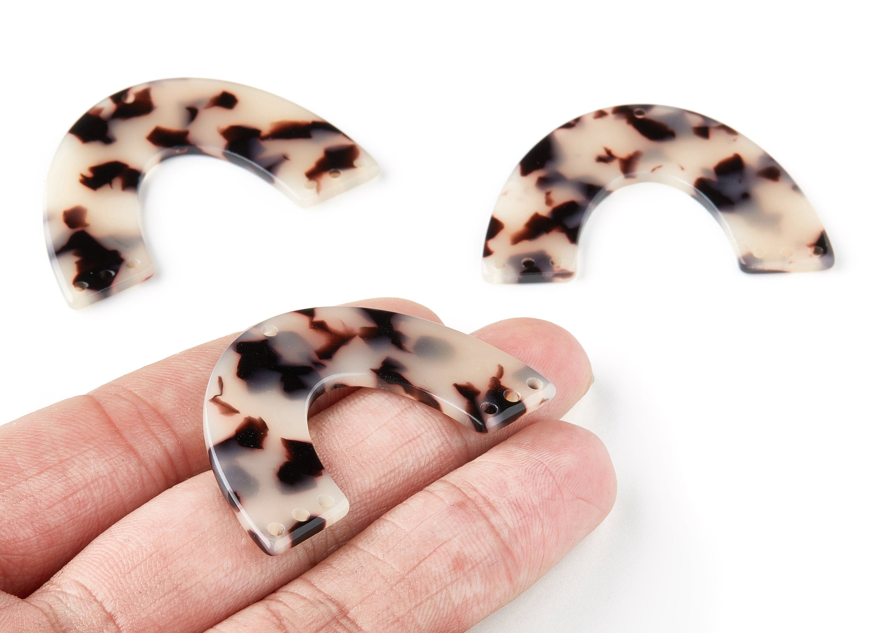 Acetate Large Arch Earring Charms 7 Hole - Semi Oval & U Shaped Pendant - Color Code: A06 - 30.5x48.2x2.51mm - AC1095BB - DOMEDBAZAAR