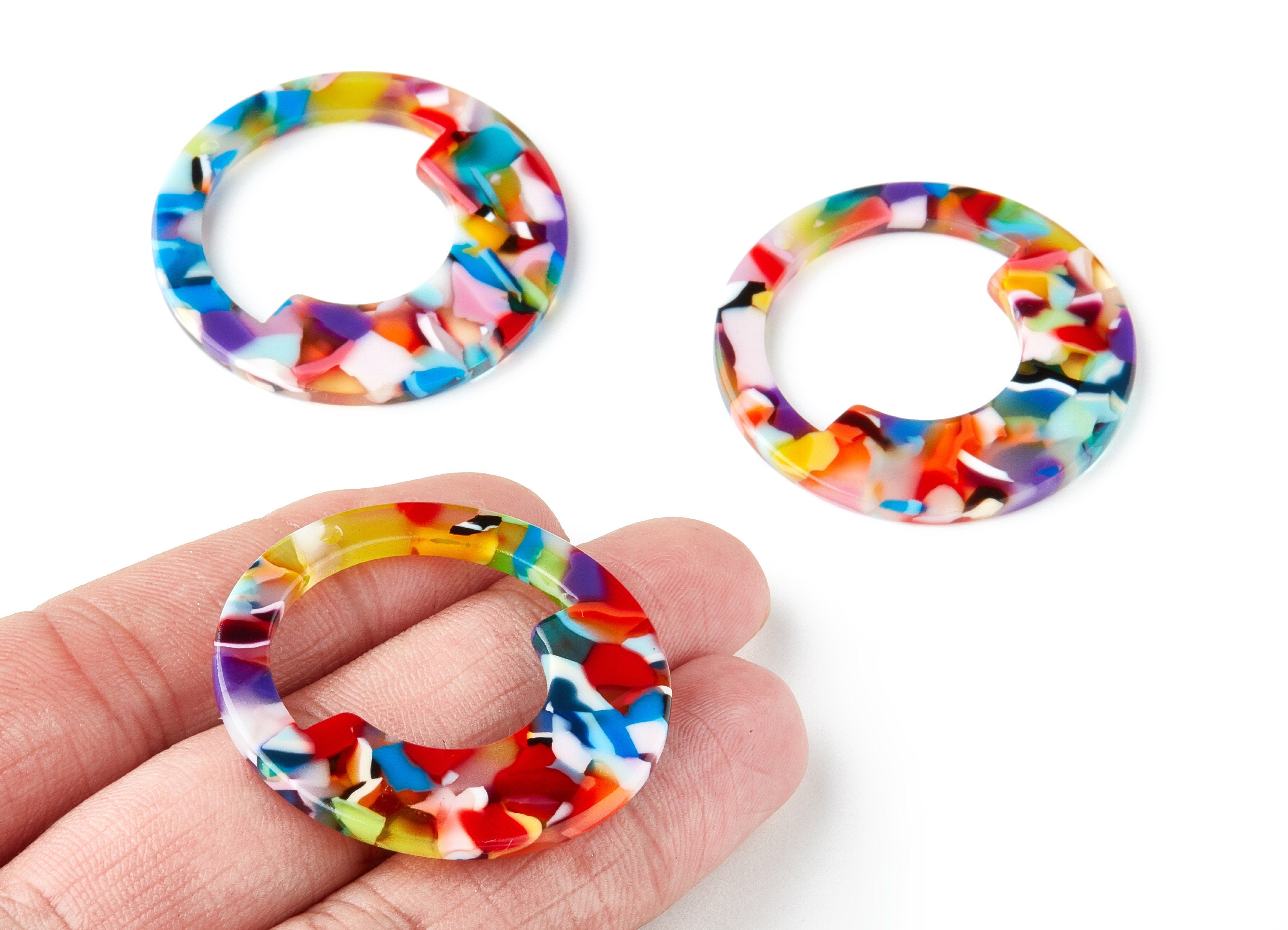 Acetate Circle Earring Charm - Acrylic Circle Pendant - Earring Findings - Jewelry Supplies - Color Code: A21 - 39.65 x39.65x2.5mm - AC1339D - DOMEDBAZAAR