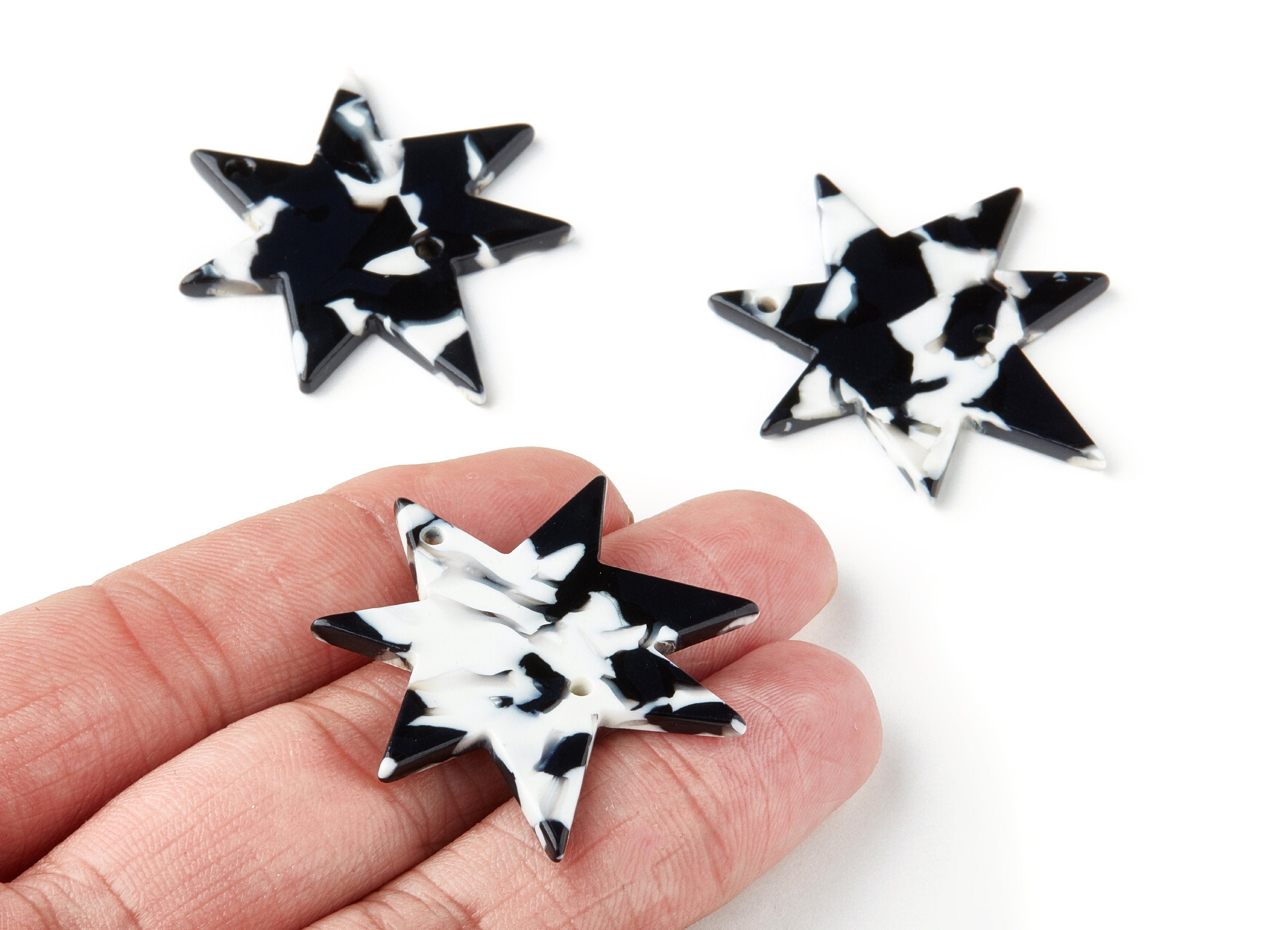 Acetate Star Earring Charms - Star Pendant - 2 Holes - Earring Findings - Jewelry Supplies - Color Code:A17 - 42.88x37.82x2.65mm - AC1309A - DOMEDBAZAAR