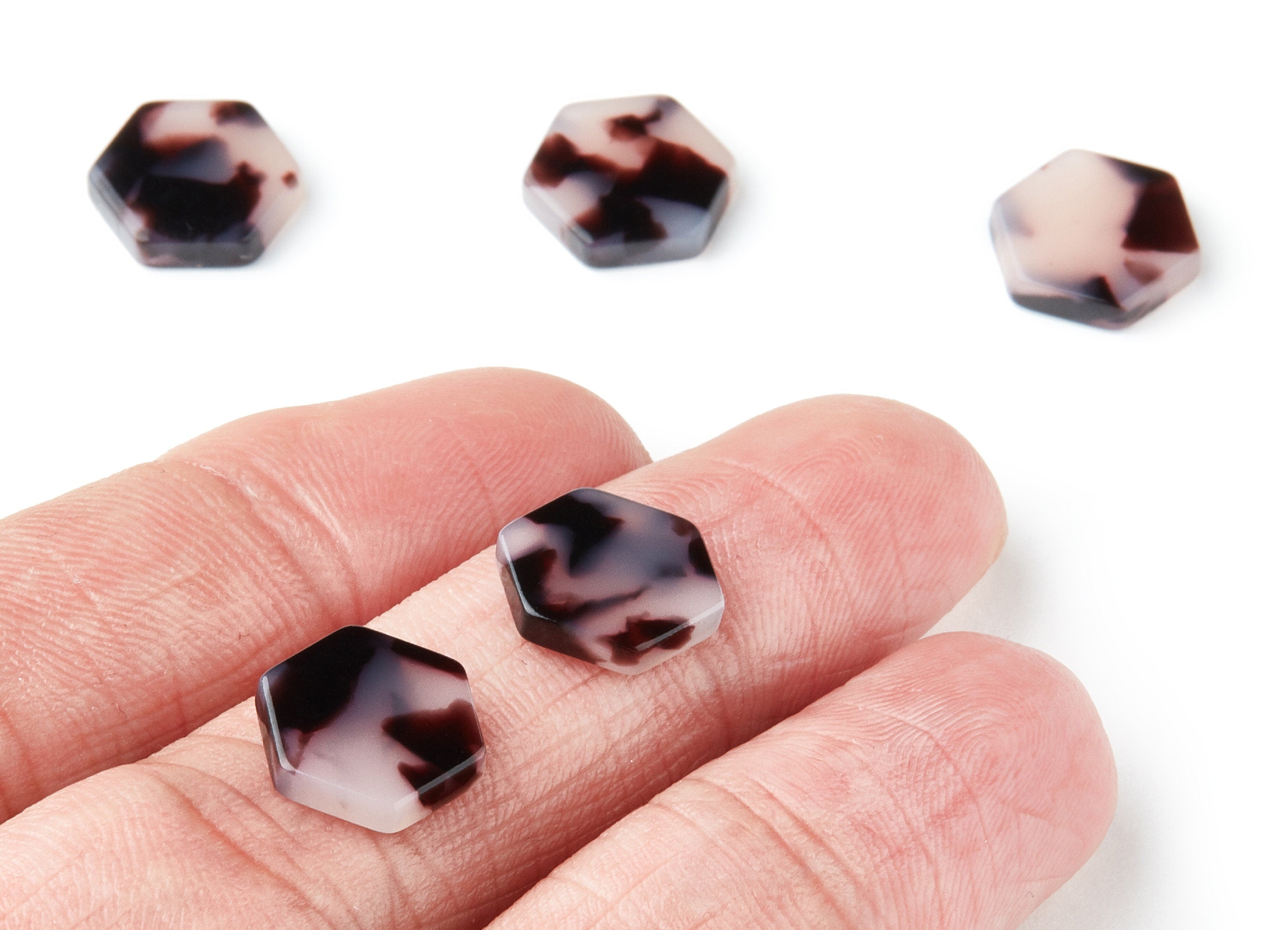 Acetate Acrylic Earring Charms - Blonde Tortoise Shell Pendants - Hexagon Shaped Earrings - Color Code:A06 - 12.29x11x2.53mm - AC1418D - DOMEDBAZAAR