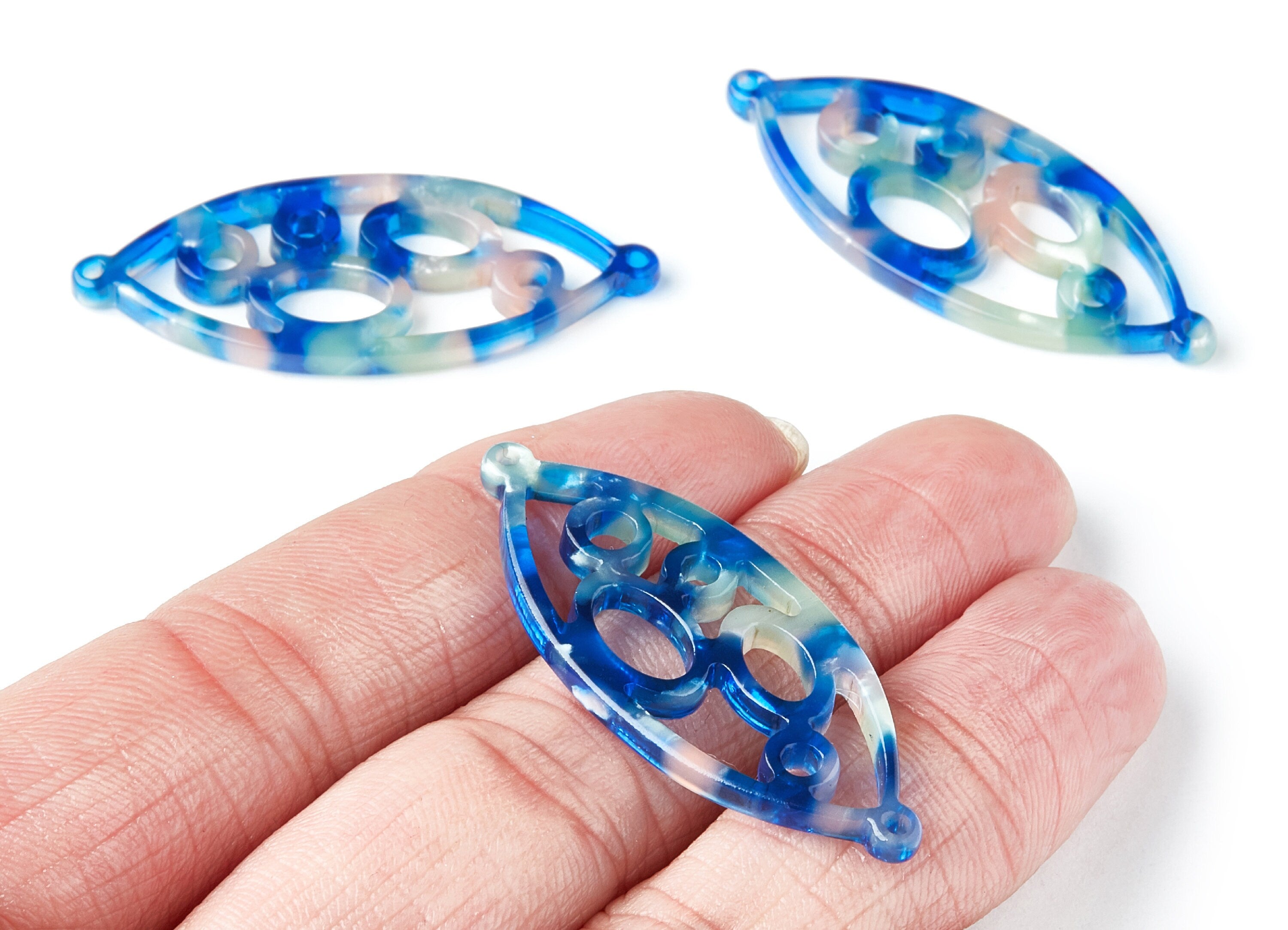 Acetate Leaf Earring Charms - Leaf Shaped Pendant - Earring Findings - Jewelry Supplies - 43.78x18x2.84mm - AC1372A - DOMEDBAZAAR