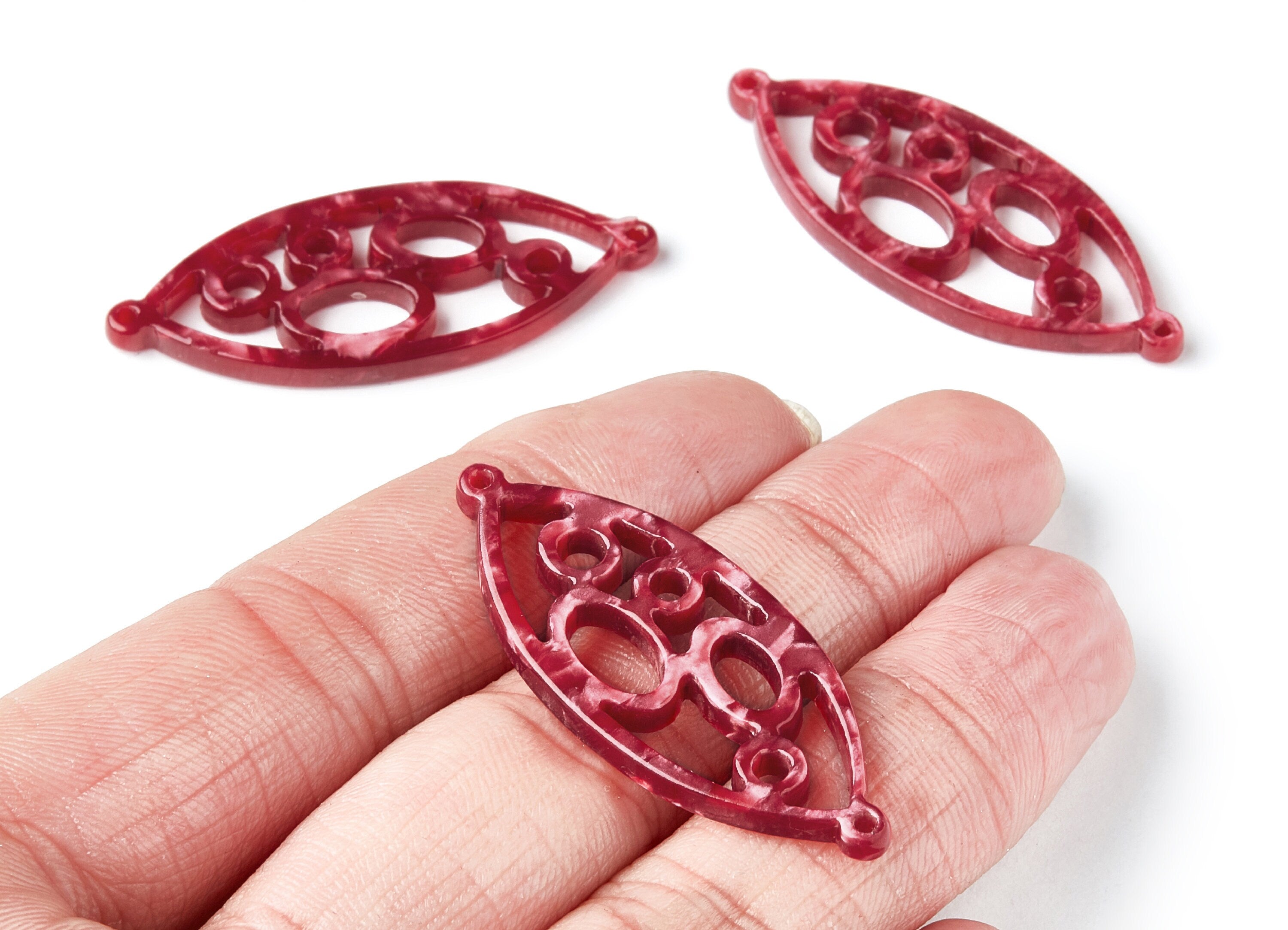 Acetate Leaf Earring Charms - Leaf Shaped Pendant - Earring Findings - Jewelry Supplies - 43.78x18x2.84mm - AC1372D - DOMEDBAZAAR