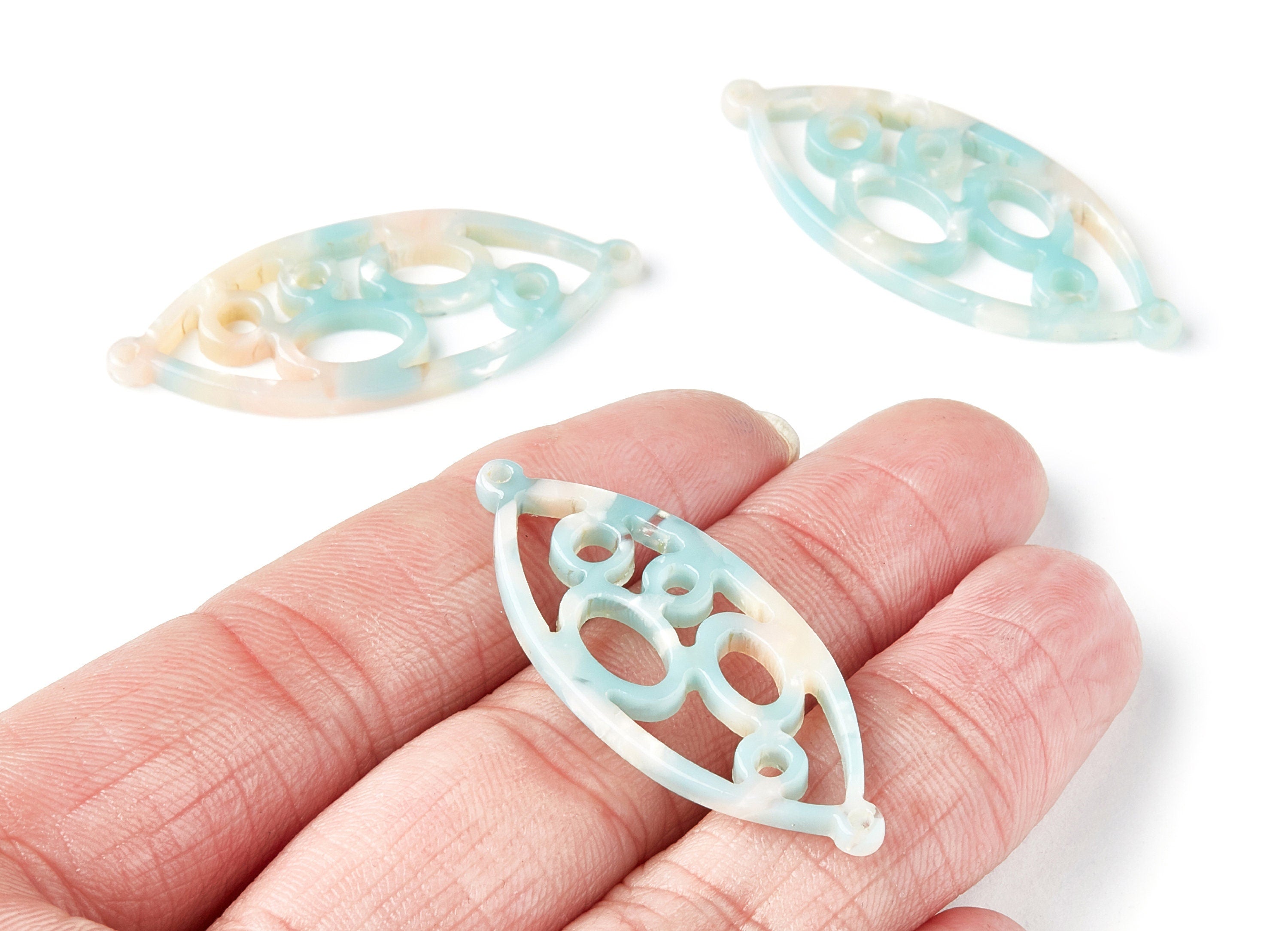 Acetate Leaf Earring Charms - Leaf Shaped Pendant - Earring Findings - Jewelry Supplies - 43.78x18x2.84mm - AC1372H - DOMEDBAZAAR