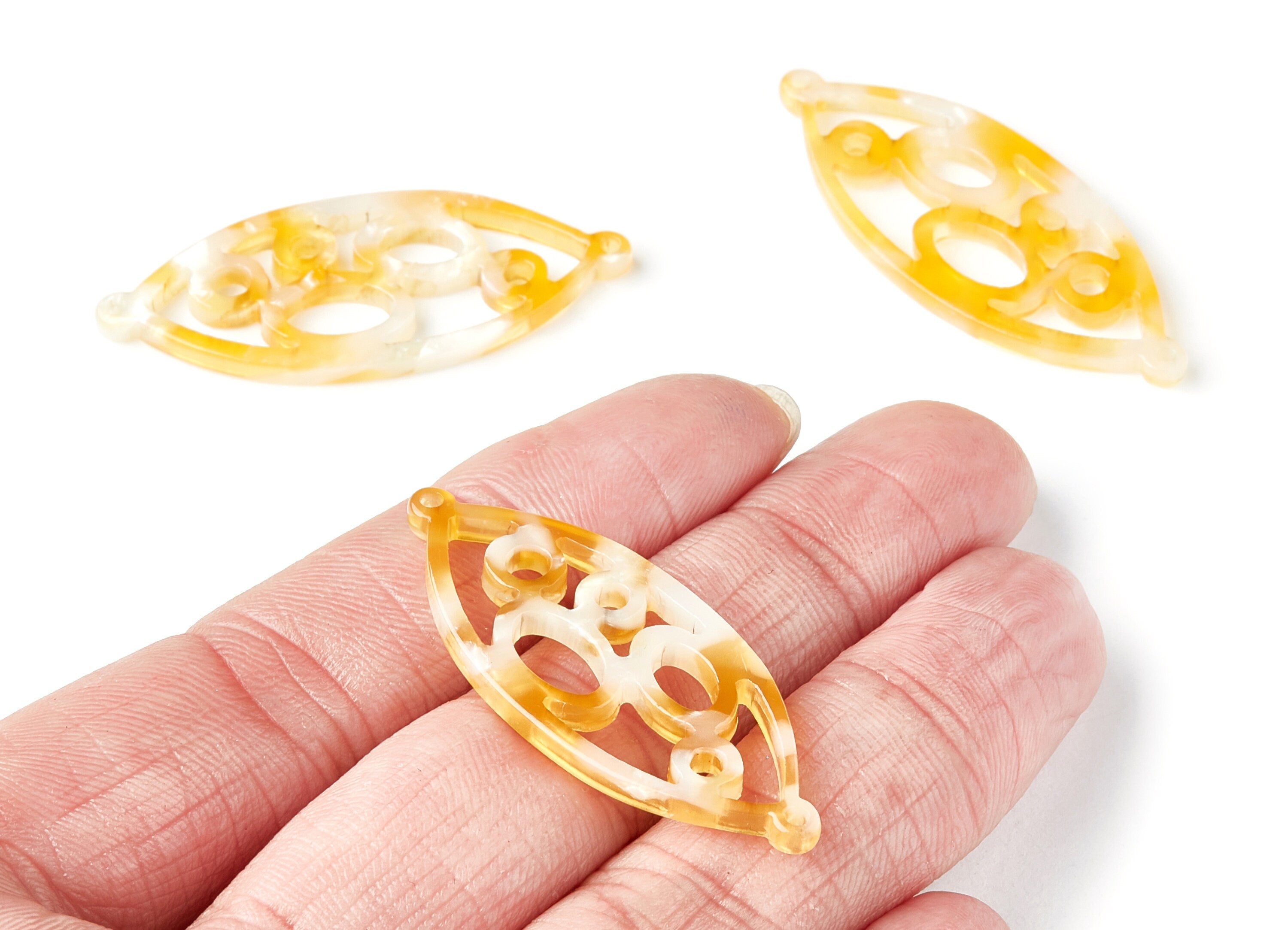 Acetate Leaf Earring Charms - Leaf Shaped Pendant - Earring Findings - Jewelry Supplies - 43.78x18x2.84mm - AC1372S - DOMEDBAZAAR