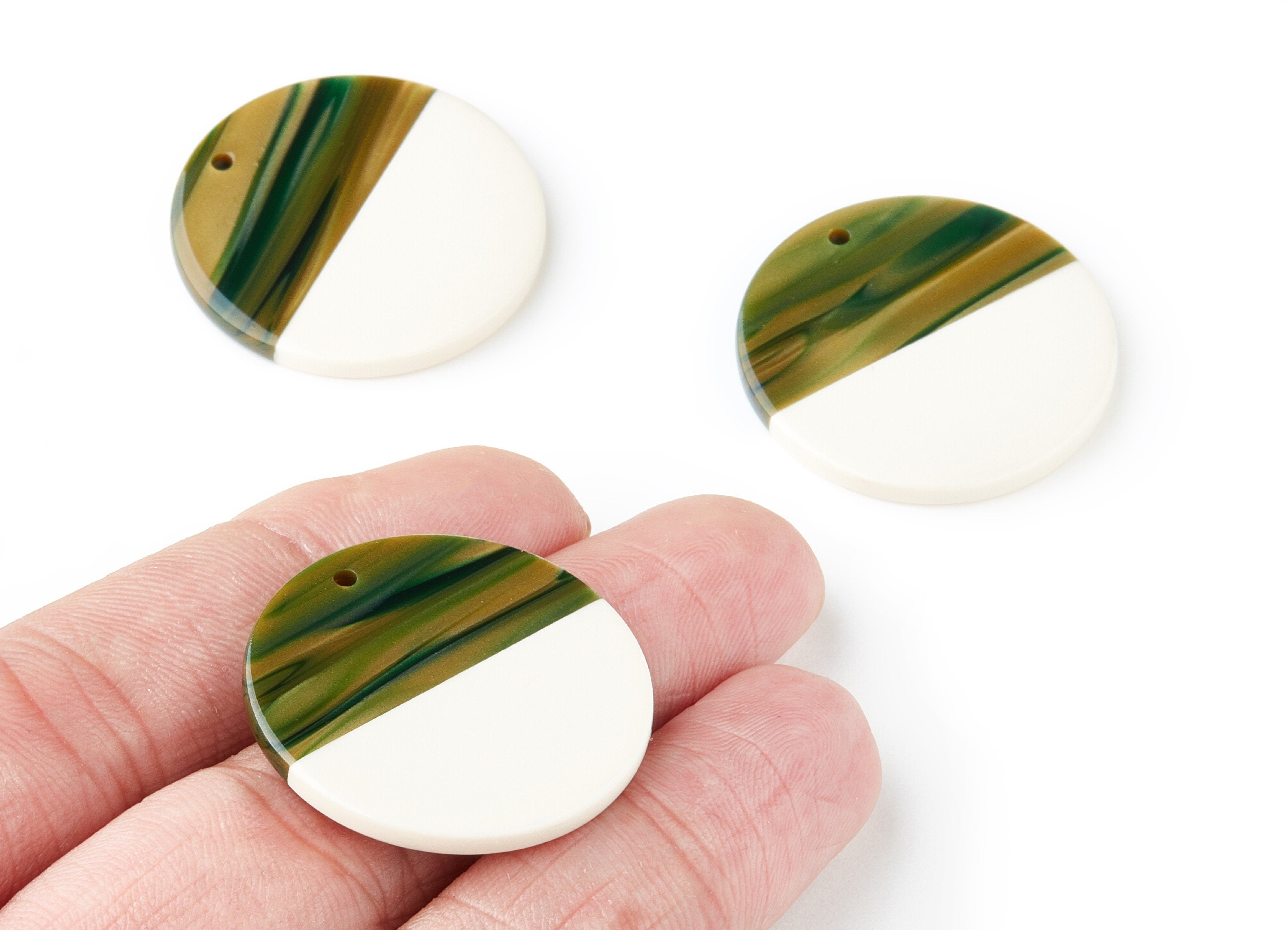 Acetate Round Earring Charms - Acrylic Coin Pendant - 1 Hole - Earring Findings - Jewelry Supplies - 30x30x2.7mm - AC1421A - DOMEDBAZAAR