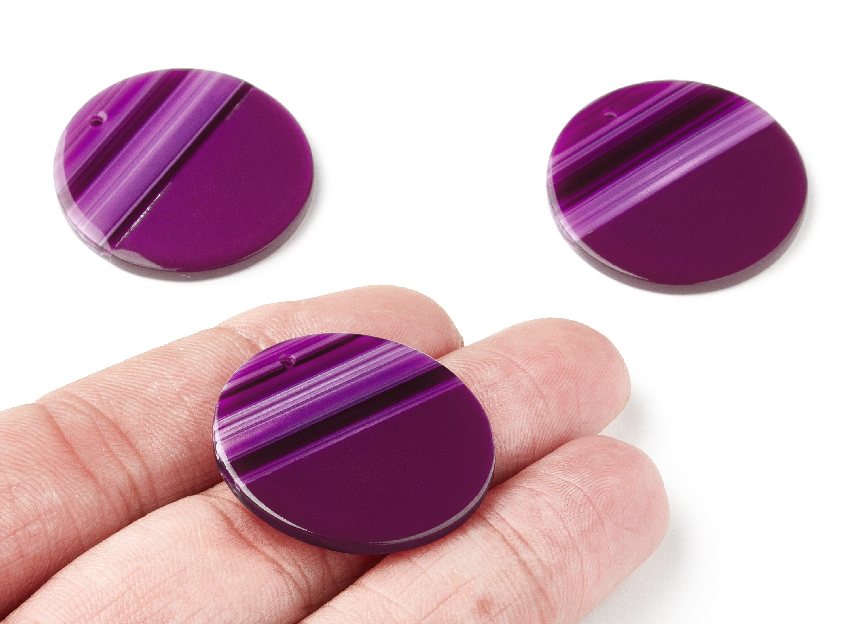 Acetate Round Earring Charms - Acrylic Coin Pendant - 1 Hole - Earring Findings - Jewelry Supplies - 30x30x2.7mm - AC1421G - DOMEDBAZAAR