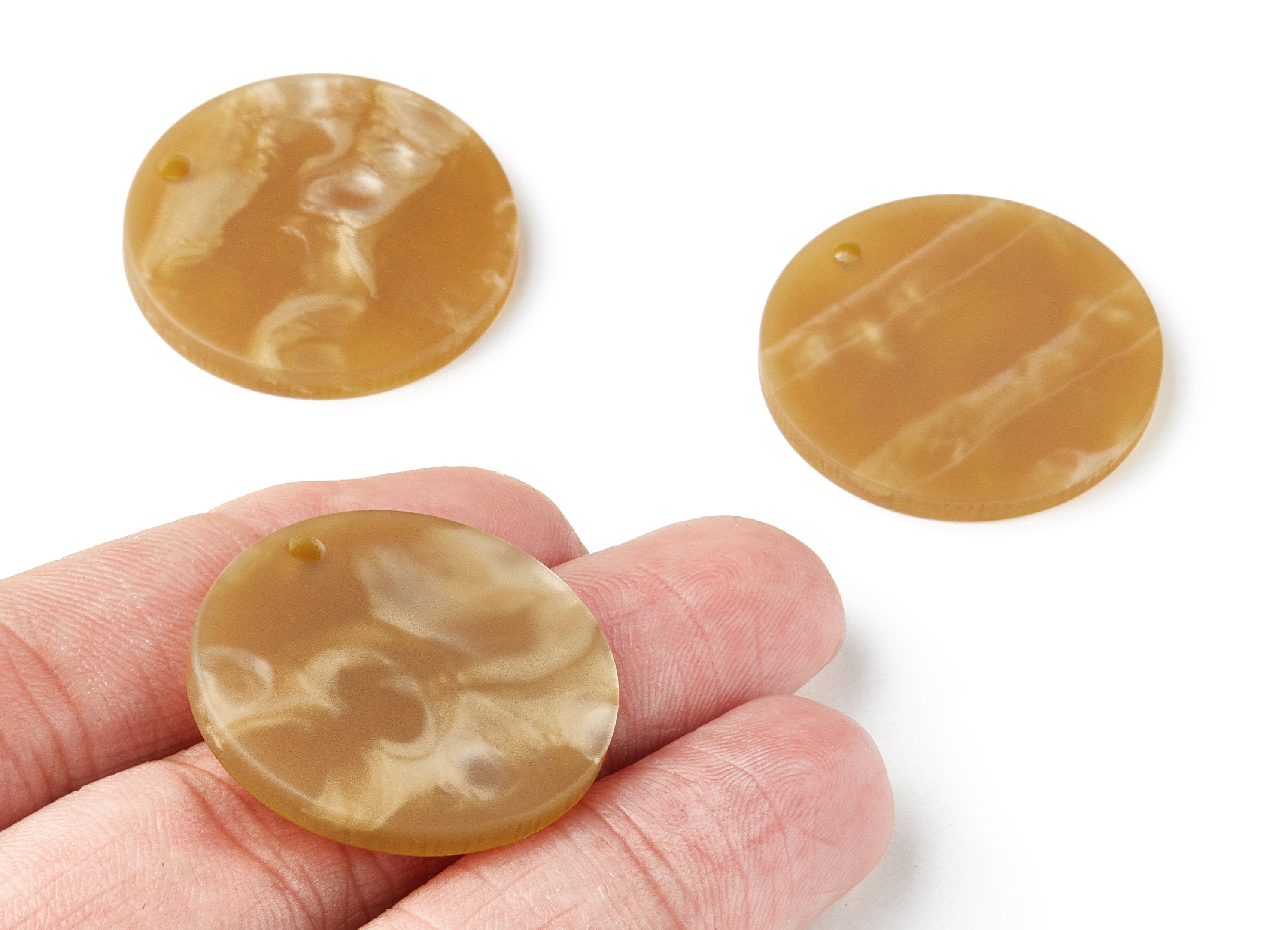 Acrylic Earring Charms - Matte Tortoise Shell Earrings - Coin Shaped Pendant - Color Code: A227 - 29.65x29.65x3.25mm - AC1266F - DOMEDBAZAAR