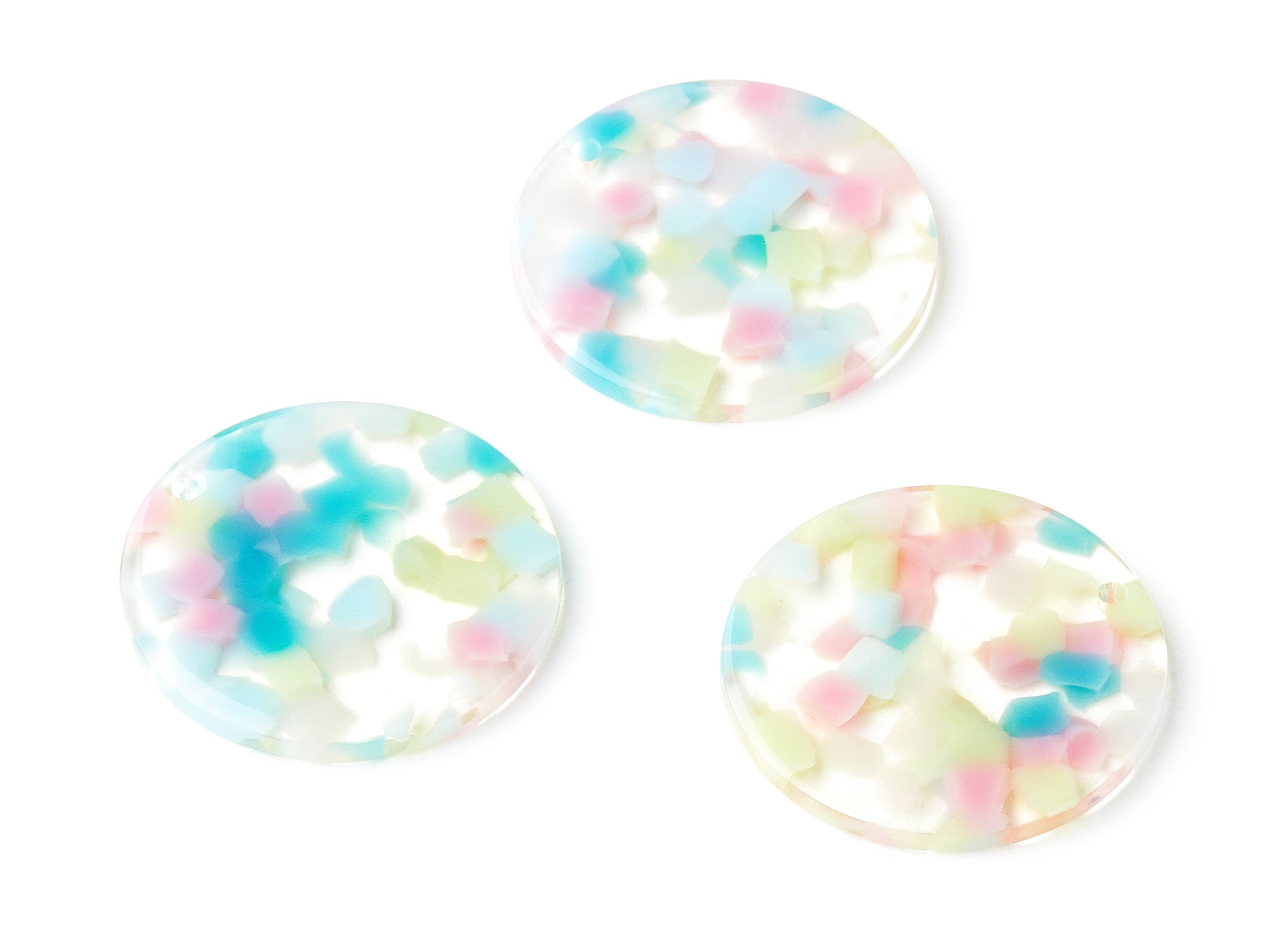 Acetate Round Earring Charm - Acrylic Circle Pendant - Earring Findings - Jewelry Supplies - Color Code: A222 - 32.08x32.08x2.81mm - AC1254B - DOMEDBAZAAR