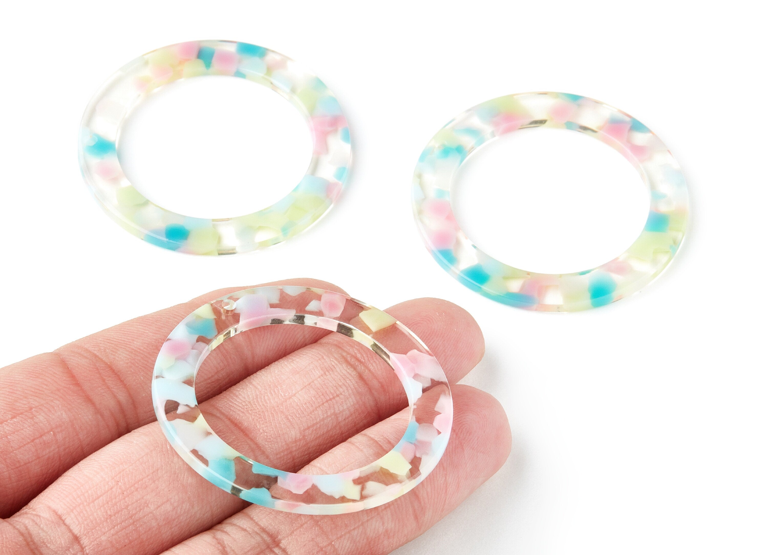 Acetate Circle Earring Charm - Acrylic Circle Pendant - Earring Findings - Jewelry Supplies - Color Code: A222 - 45.11x45.11x2.8mm - AC1252A - DOMEDBAZAAR