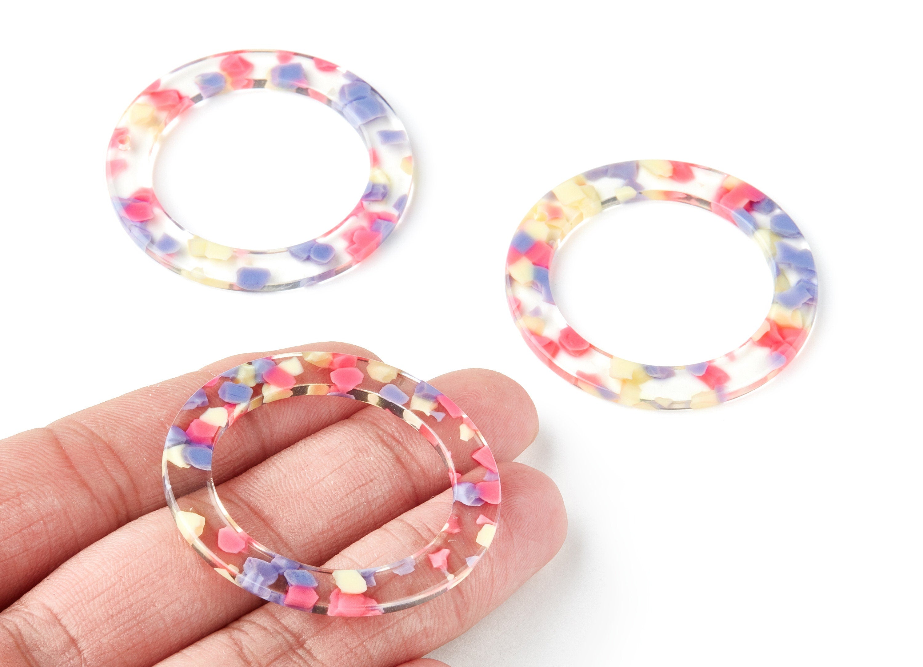 Acetate Hoop Earring Charms - Acrylic Circle Pendant - Earring Findings - Jewelry Supplies - Color Code: A168 - 45.11x45.11x2.8mm - AC1252B - DOMEDBAZAAR