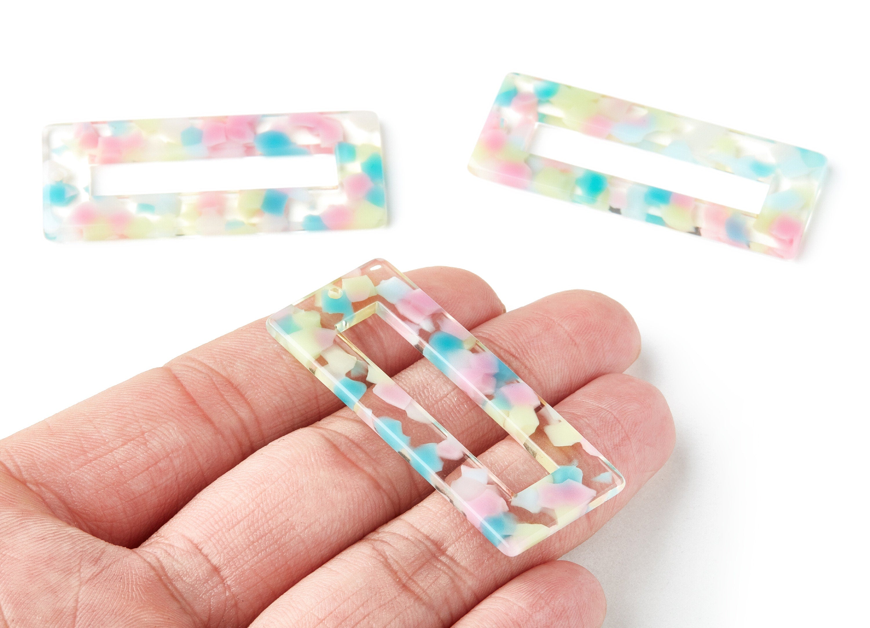 Acetate Rectangular Earring Charms - Rectangular Pendant - Jewelry Supplies - Color Code: A222 - 50.13x21.54x2.84mm - AC1251A - DOMEDBAZAAR