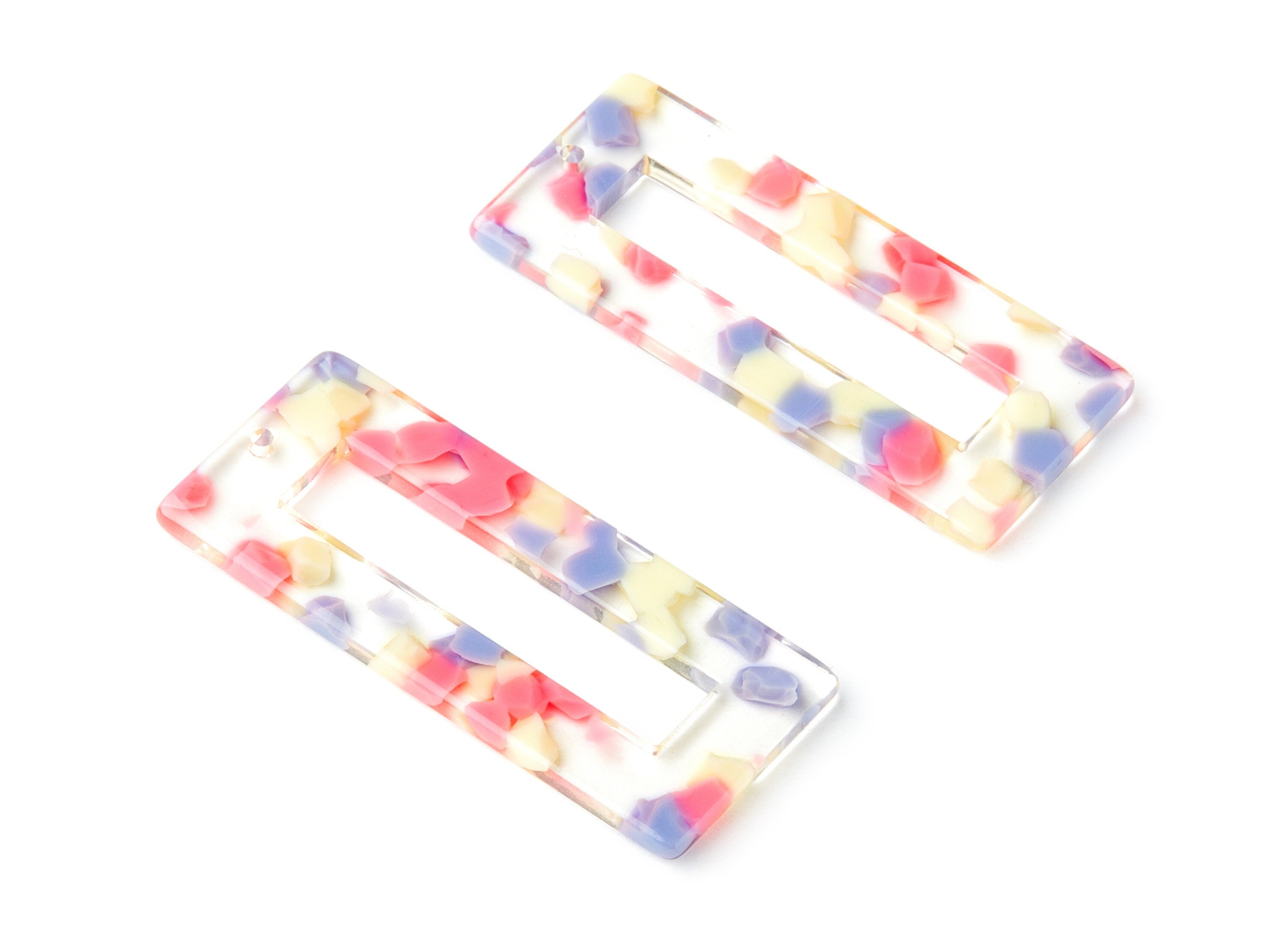 Acetate Rectangular Earring Charms - Rectangular Pendant - Jewelry Supplies - Color Code: A168 - 50.13x21.54x2.84mm - AC1251B - DOMEDBAZAAR
