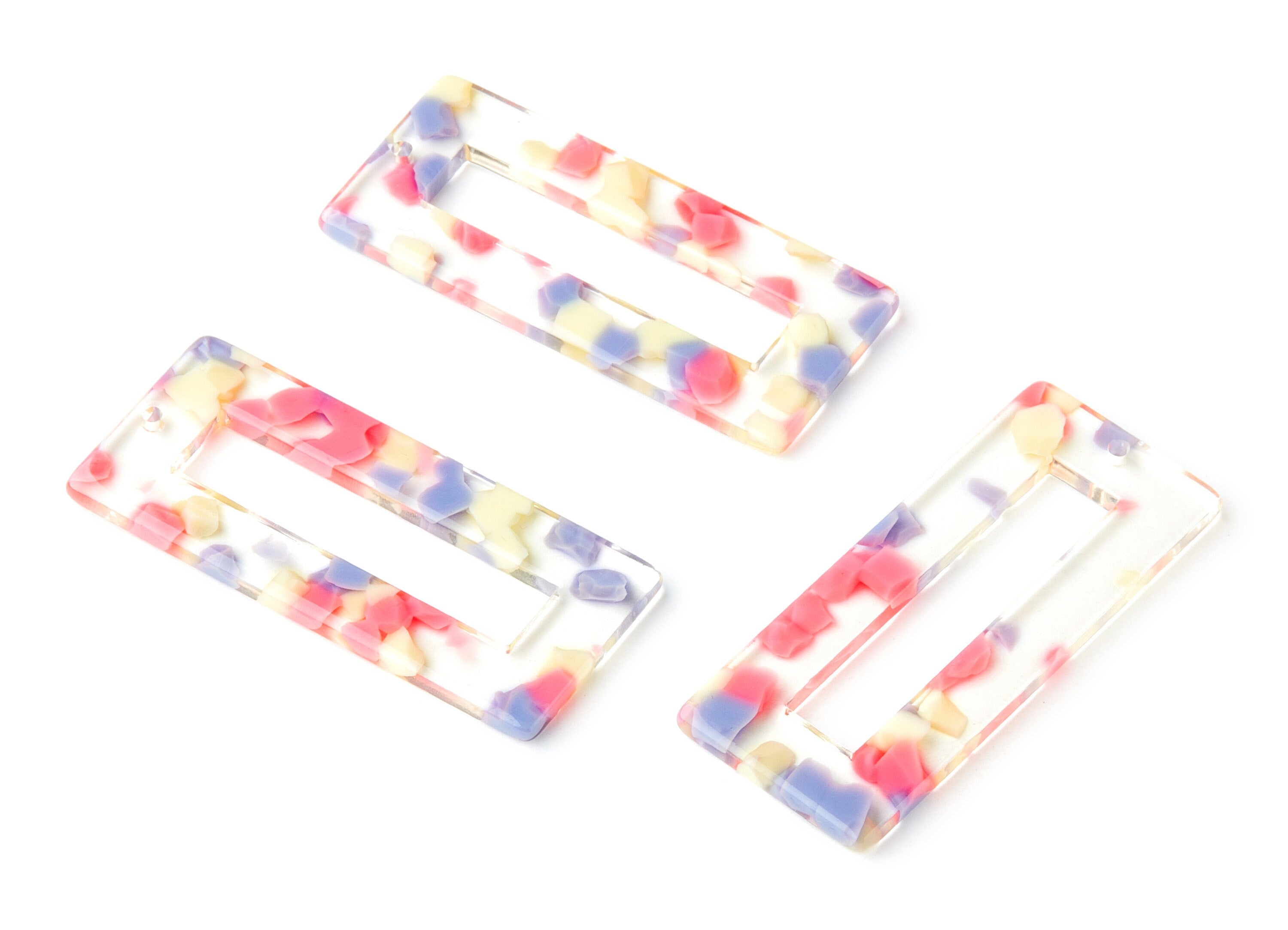 Acetate Rectangular Earring Charms - Rectangular Pendant - Jewelry Supplies - Color Code: A168 - 50.13x21.54x2.84mm - AC1251B - DOMEDBAZAAR