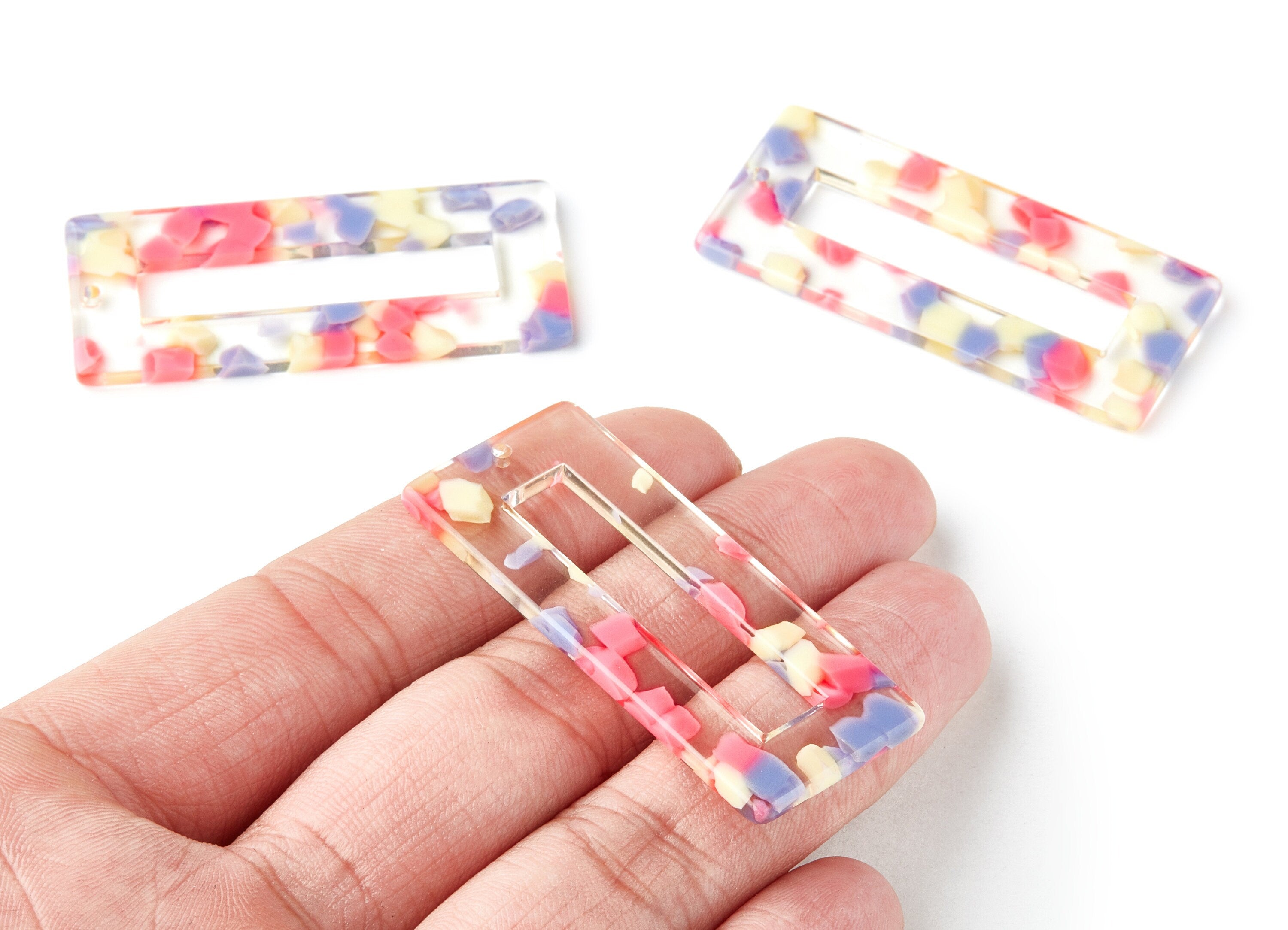 Acetate Rectangular Earring Charms - Rectangular Pendant - Jewelry Supplies - Color Code: A168 - 50.13x21.54x2.84mm - AC1251B - DOMEDBAZAAR