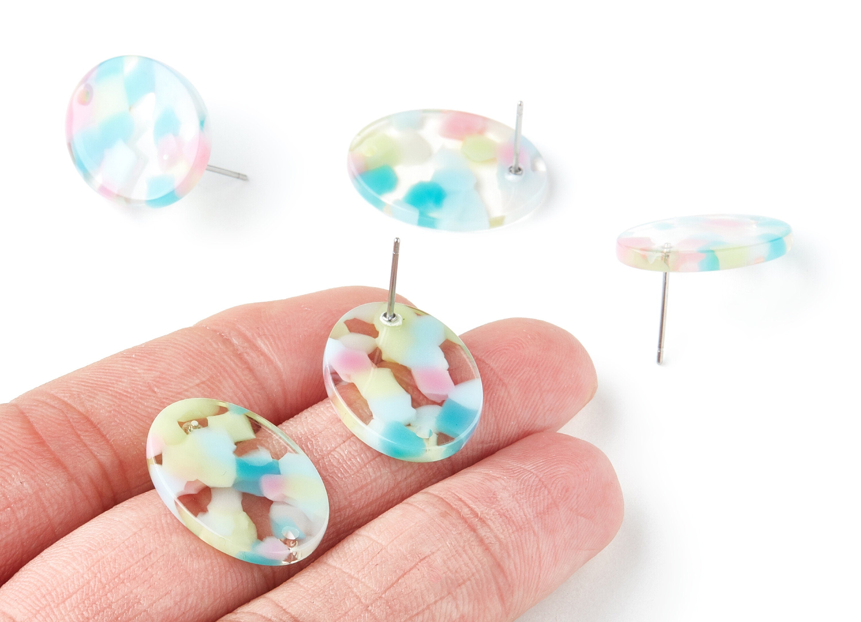 Acetate Oval Earring Charms - Acrylic Oval Pendant - Earring Findings - Jewelry Supplies - Color Code: A222 - 23.87x17.36x2.79mm - AC1253B - DOMEDBAZAAR