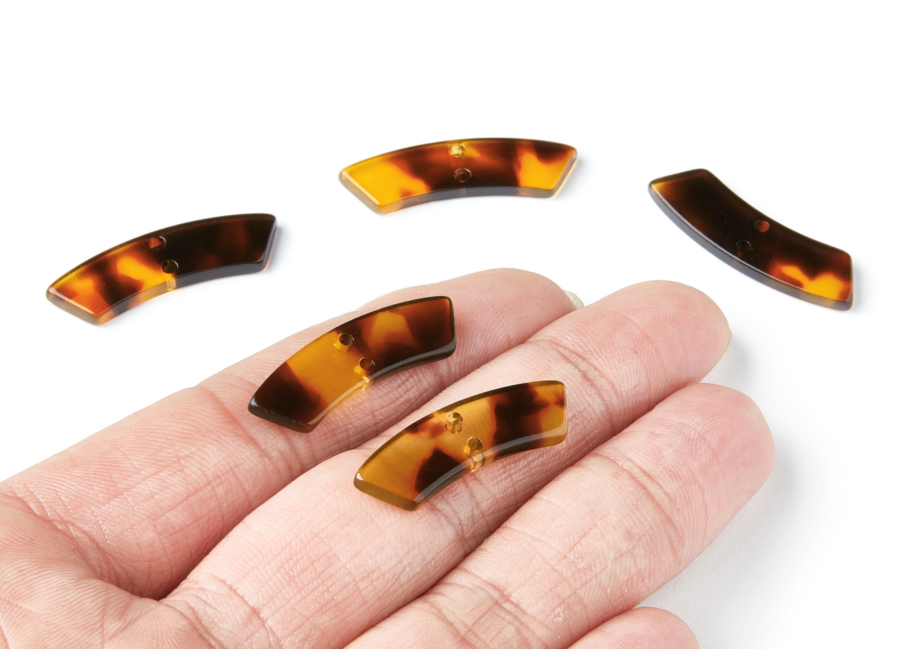 Acetate Acrylic Earring Charms - Tortoise Shell Earring - Irregular Shaped with 2 Holes - Color Code: A05 - 31.1x9.79x2.66mm - AC1371V - DOMEDBAZAAR