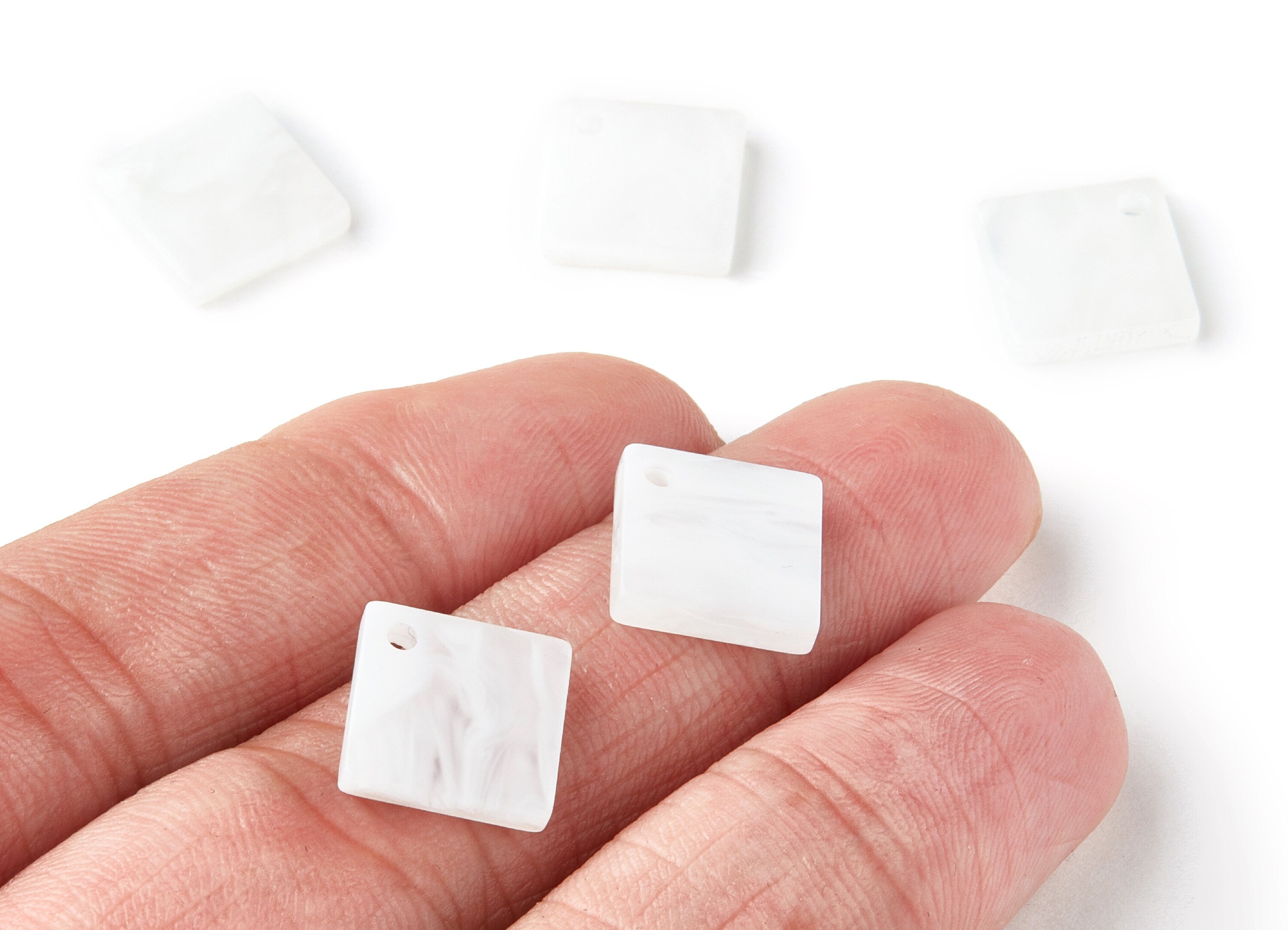 Acrylic Square Earring Charms - Square Shaped Pendant - Earring Findings - Jewelry Supplies - Color Code: A232 - 11.75x11.8x2.77mm - AC1424B - DOMEDBAZAAR