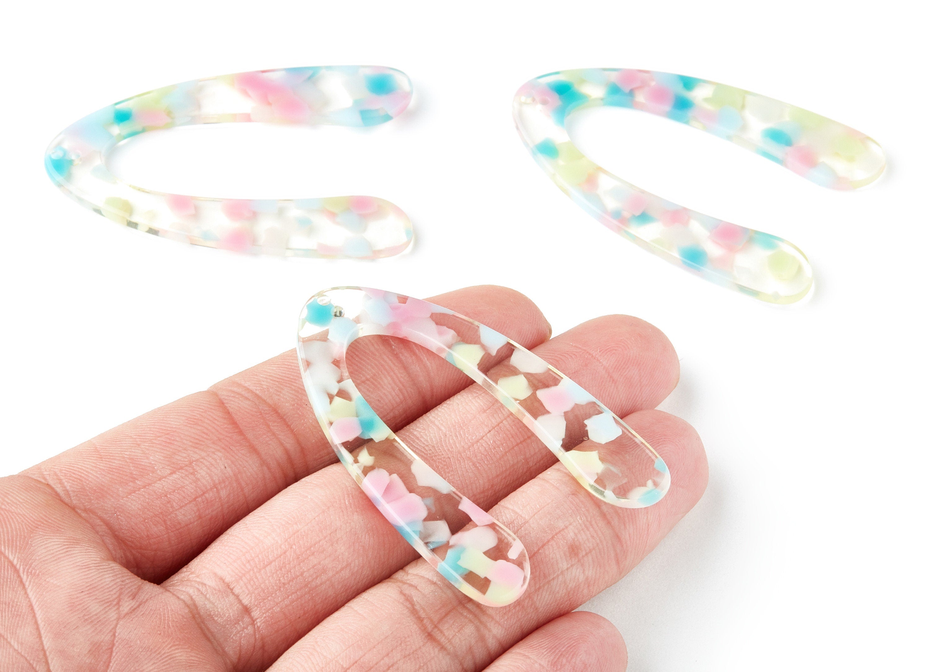 Acetate U Earring Charms - Acrylic V Pendant - Earring Findings - Jewelry Supplies - Color Code: A222 - 53.95x34.6x2.73mm - AC1250A - DOMEDBAZAAR