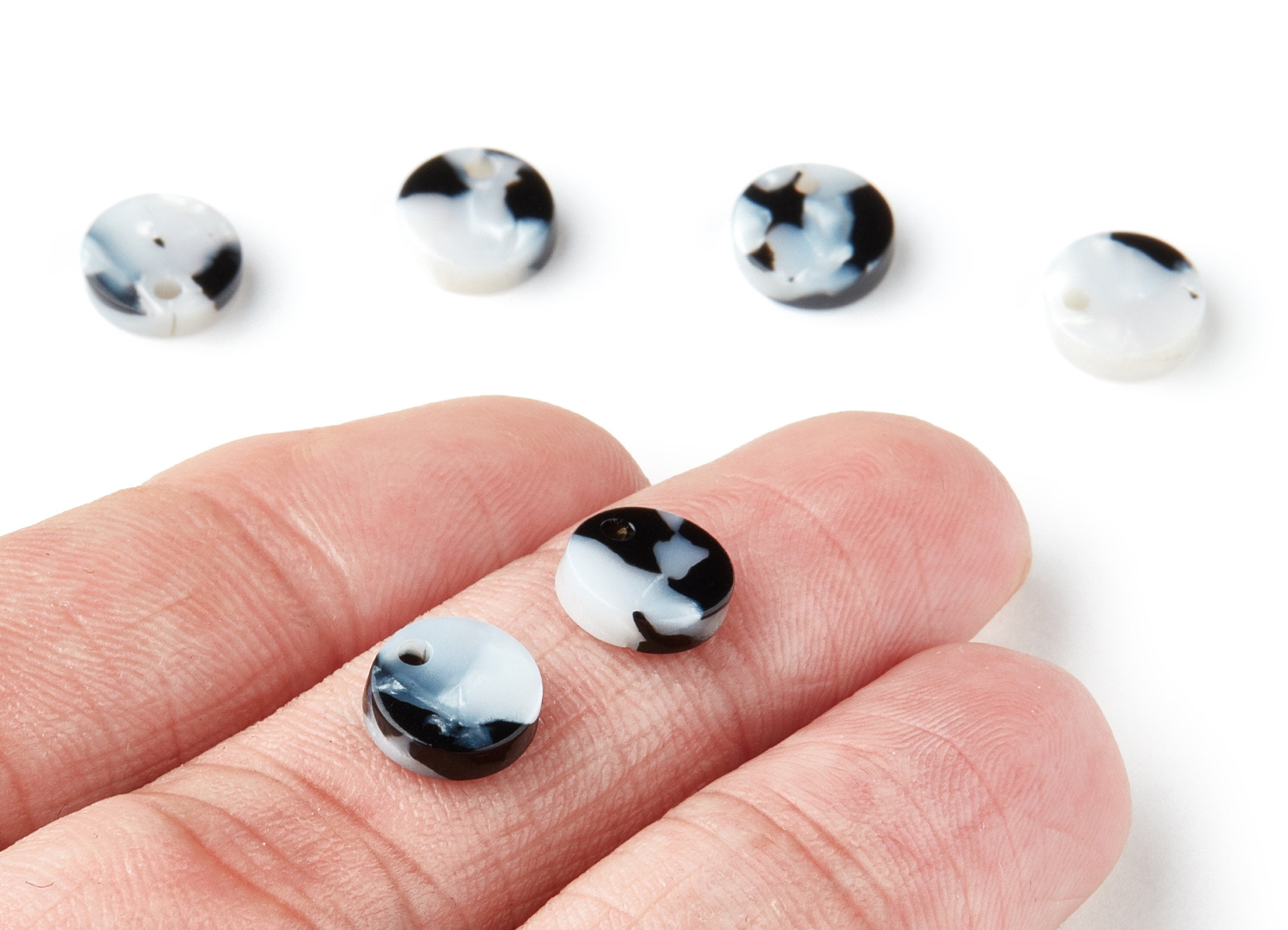 Acetate Round Earring Charms - Acrylic Circle Pendant - Earring Findings - Jewelry Supplies - Color Code: A15 - 8.82x8.82x2.7mm - AC1116H - DOMEDBAZAAR