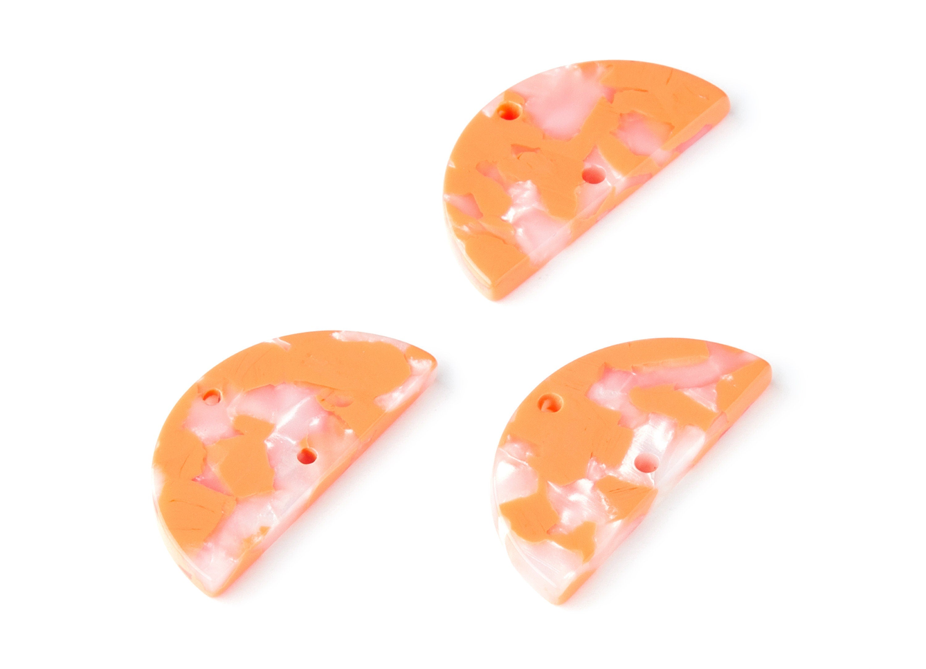 Acetate Semicircle Connectors Charms - 2 Hole - Semicircle Earrings - Earring Findings - Color Code: A39 - 15x30x2.6mm - AC1061F - DOMEDBAZAAR