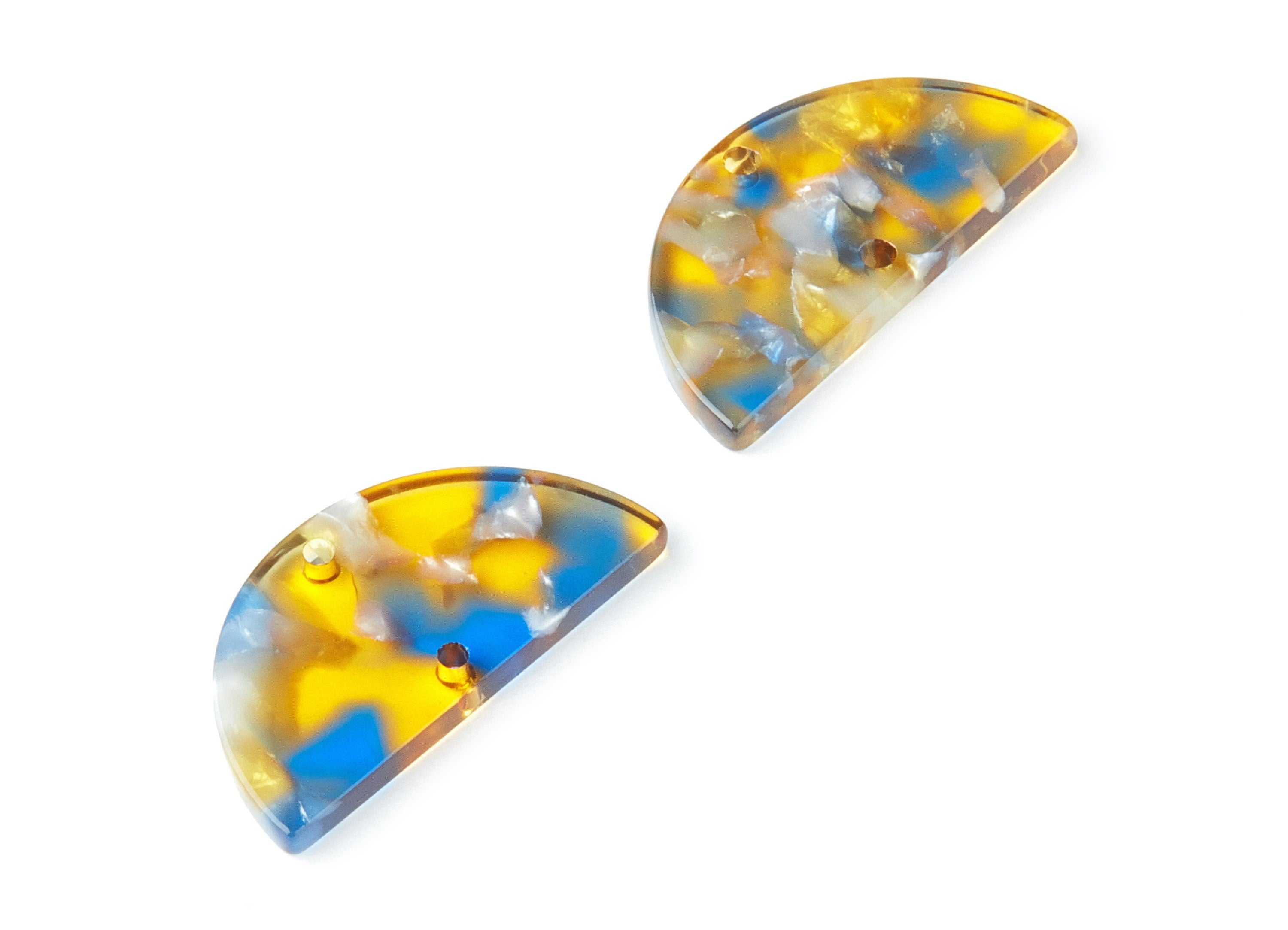 Acetate Semicircle Connectors Charms - 2 Hole - Semicircle Earrings - Earring Findings - Color Code: A40 - 15x30x2.6mm - AC1061G - DOMEDBAZAAR