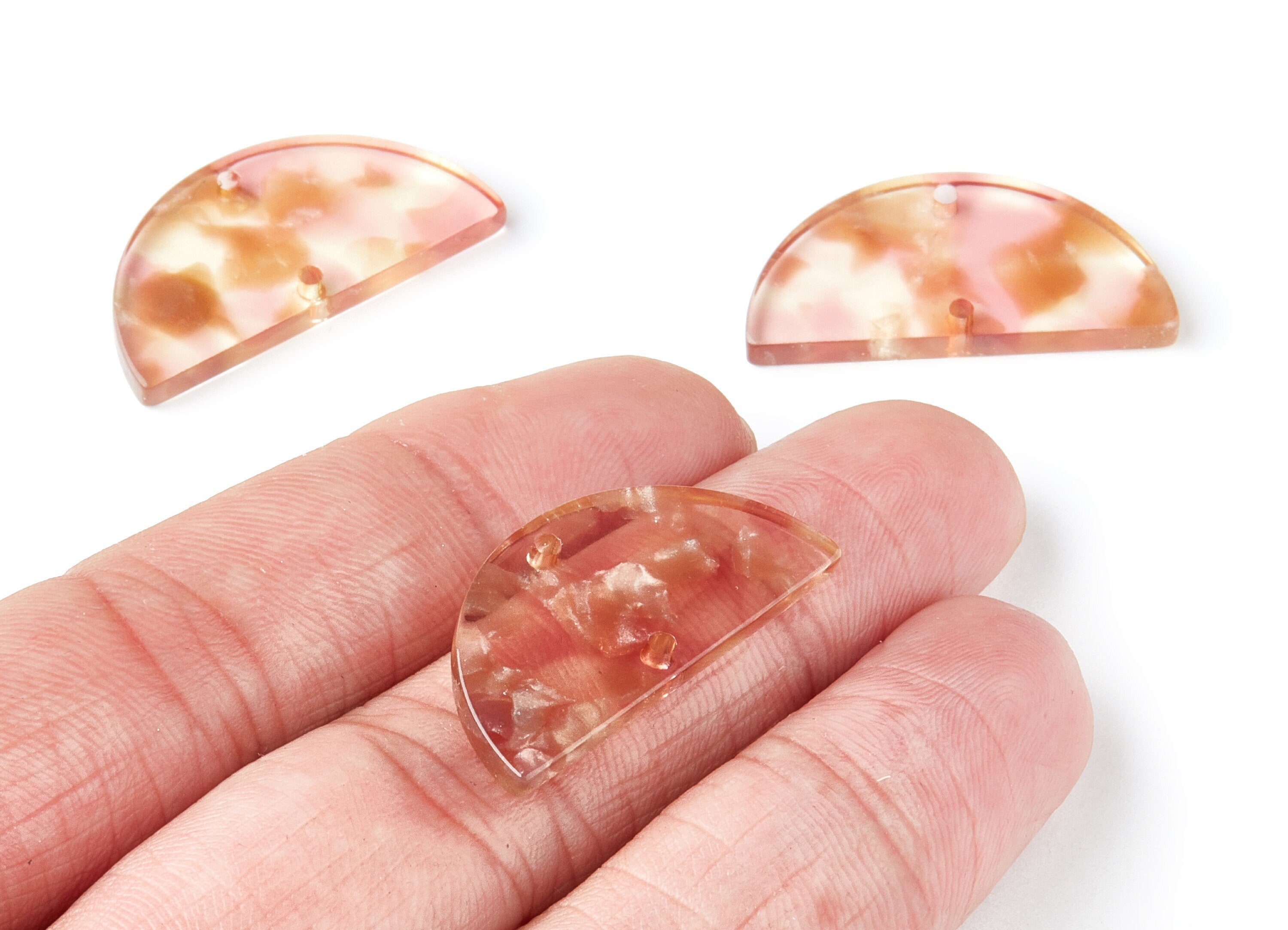 Acetate Semicircle Connectors Charms - 2 Hole - Semicircle Earrings - Earring Findings - Color Code: A45 - 15x30x2.6mm - AC1061J - DOMEDBAZAAR