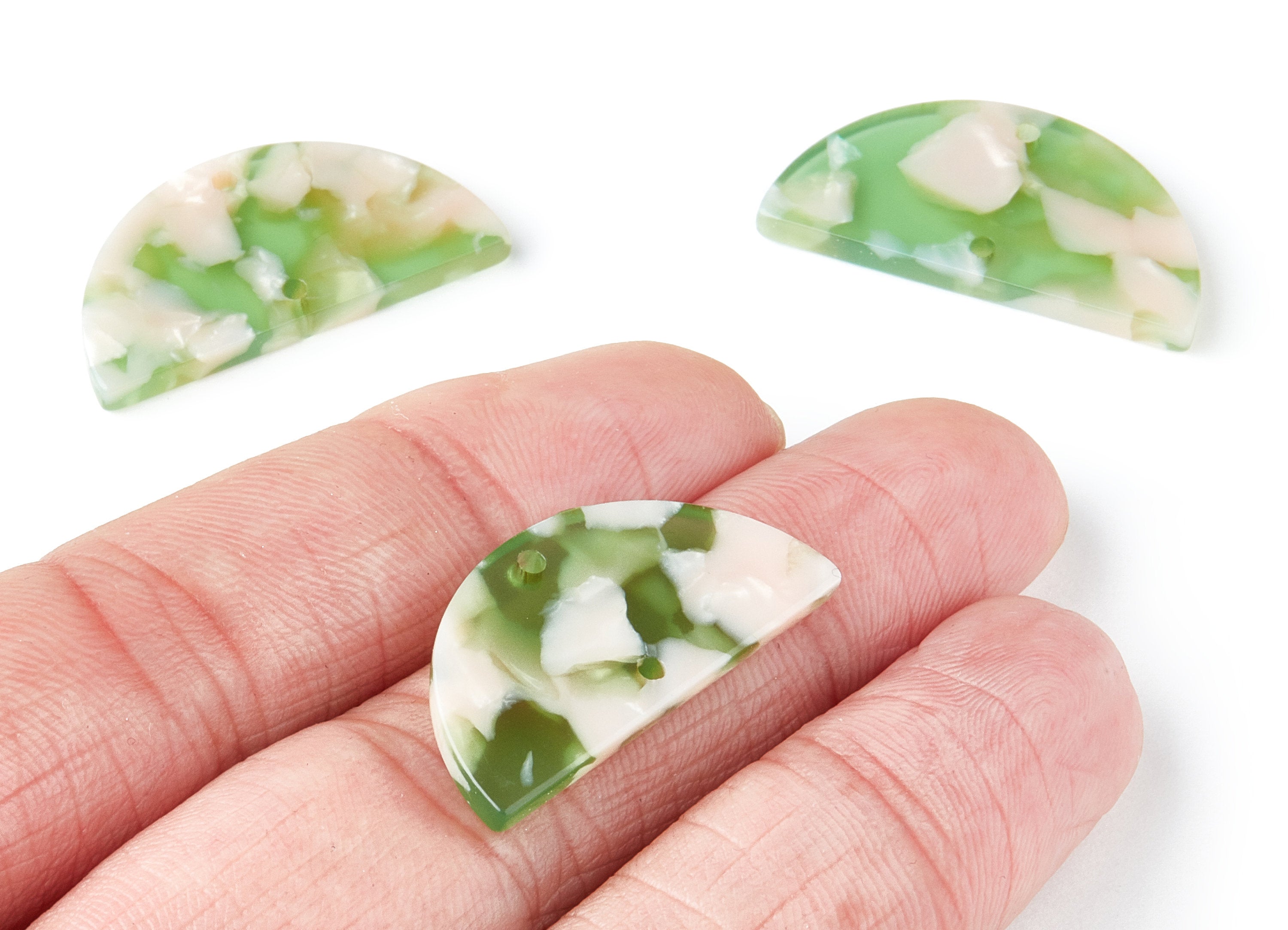 Acetate Semicircle Connectors Charms - 2 Hole - Semicircle Earrings - Earring Findings - Color Code: A38 - 15x30x2.6mm - AC1061N - DOMEDBAZAAR