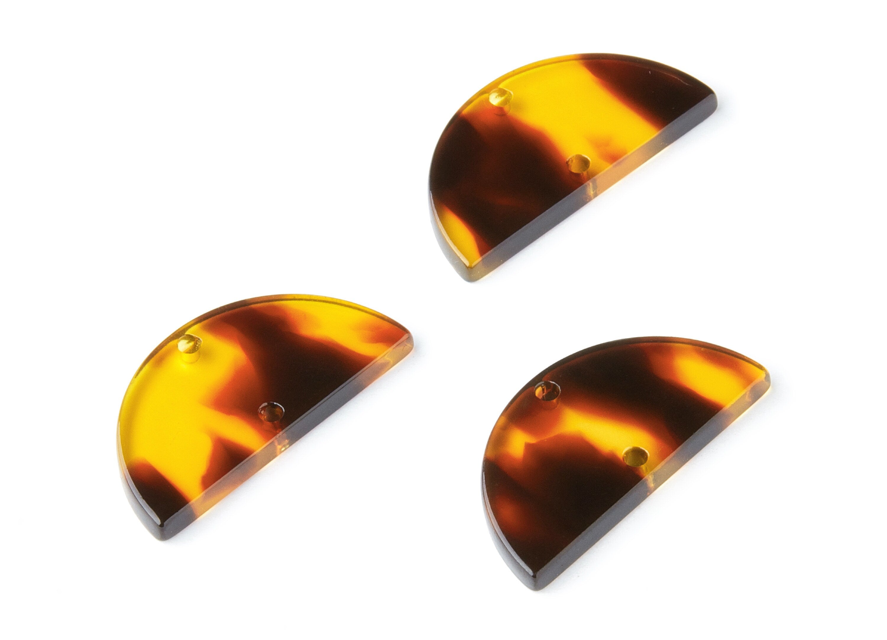 Acetate Semicircle Connector Charms - 2 Holes - Tortoise Shell Earring - Semicircle Charms - Color Code: A05 - 15x30x2.6mm - AC1061P - DOMEDBAZAAR