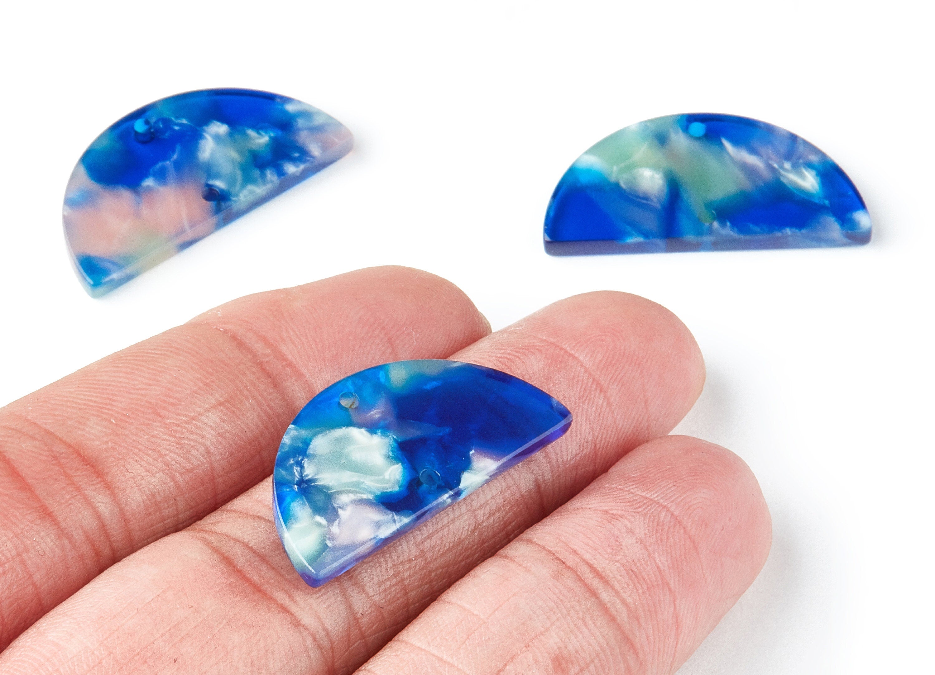 Acetate Semicircle Connectors Charms - 2 Hole - Semicircle Earrings - Earring Findings - Color Code: A37 - 15x30x2.6mm - AC1061V - DOMEDBAZAAR