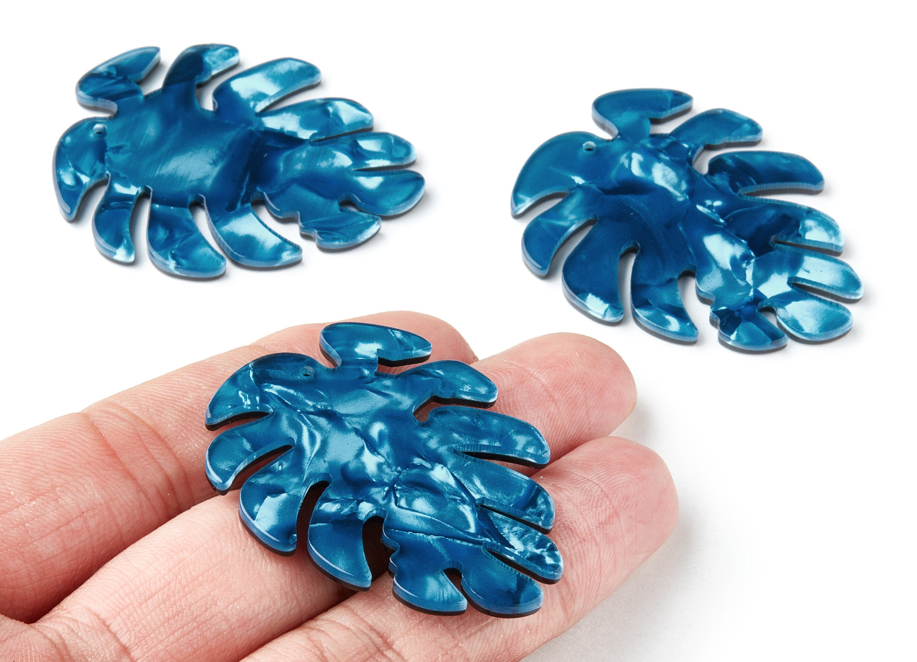 Acetate Leaf Earring Charms - Leaf Shaped Pendant - Earring Findings - Jewelry Supplies - Color Code: A233 - 45.15x38x2.38mm - AC1199K - DOMEDBAZAAR