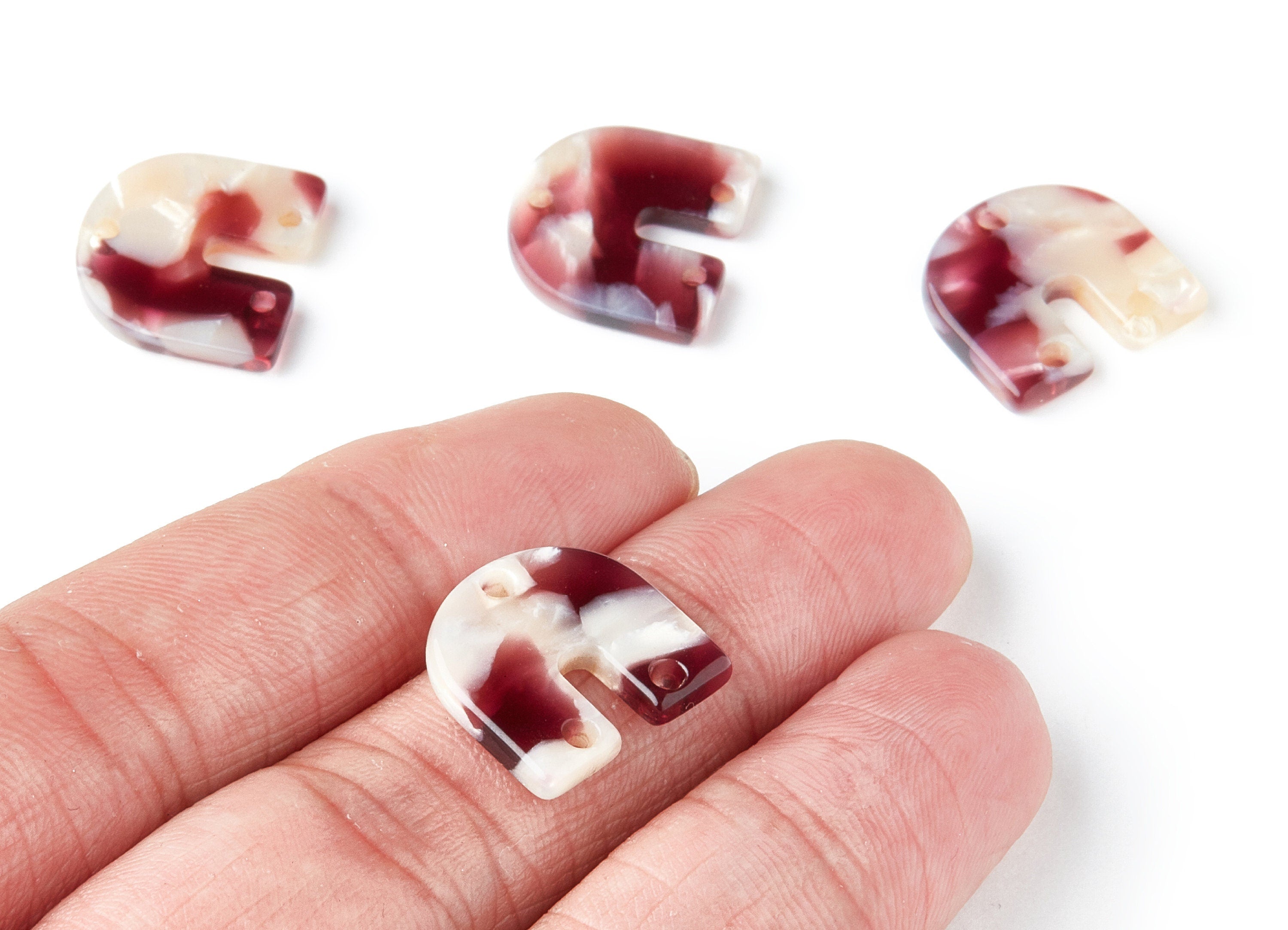 Acetate U Earring Charms With 3 Holes - U Pendant - Earring Findings - Jewelry Supplies - Color Code: A42 - 16.7x15.8x2.7mm - AC1353A - DOMEDBAZAAR