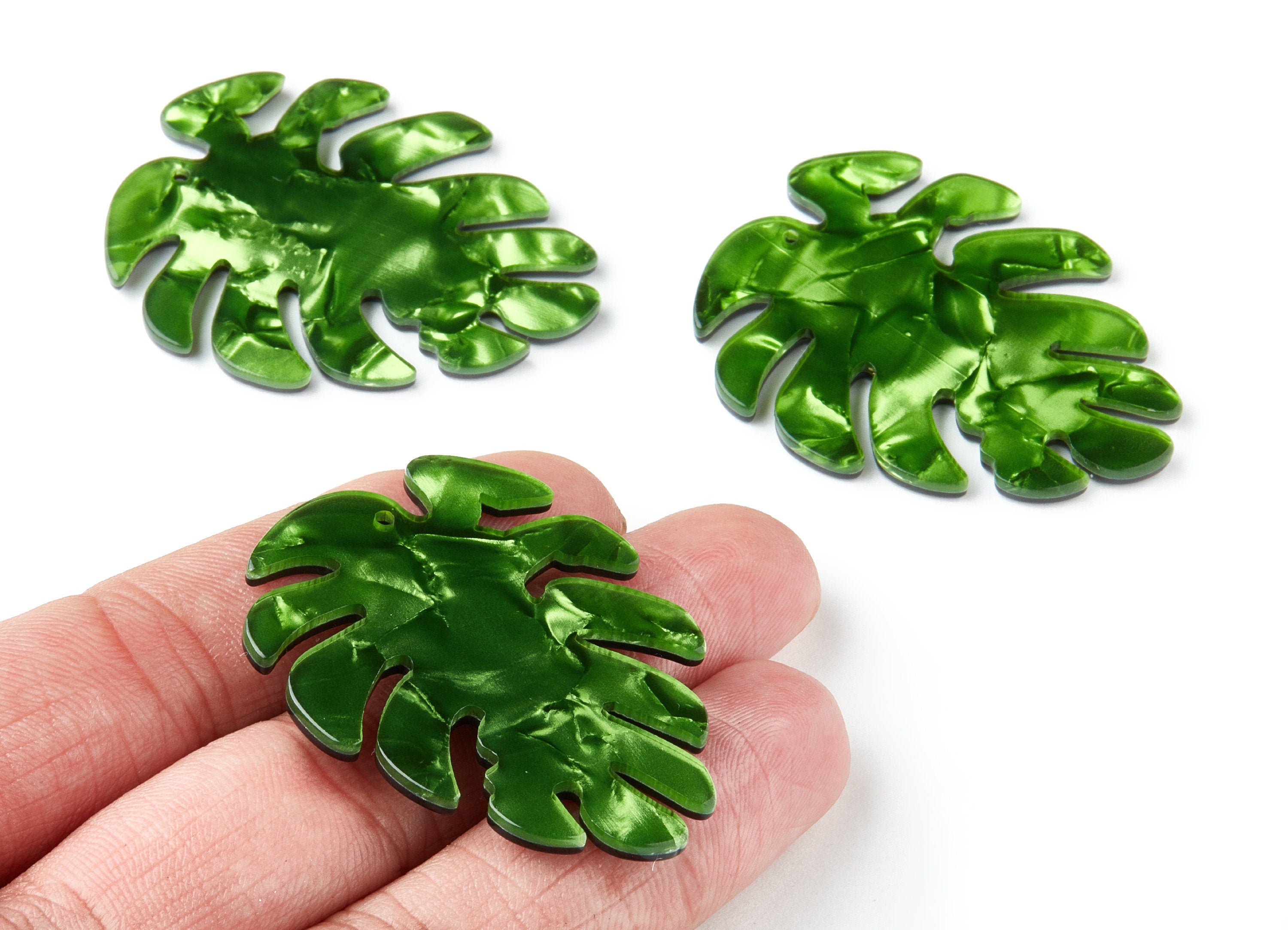 Acetate Leaf Earring Charms - Leaf Shaped Pendant - Earring Findings - Jewelry Supplies - Color Code: A223 - 45.15x38x2.38mm - AC1199H - DOMEDBAZAAR