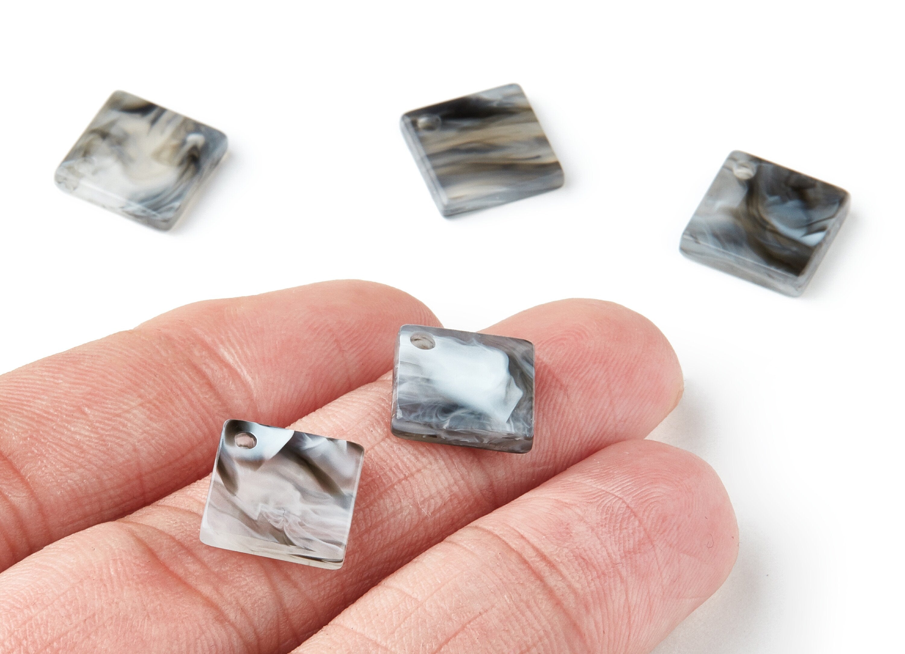 Acrylic Square Earring Charms - Square Shaped Pendant - Earring Findings - Jewelry Supplies - Color Code:A231 - 11.75x11.8x2.77mm - AC1424C - DOMEDBAZAAR