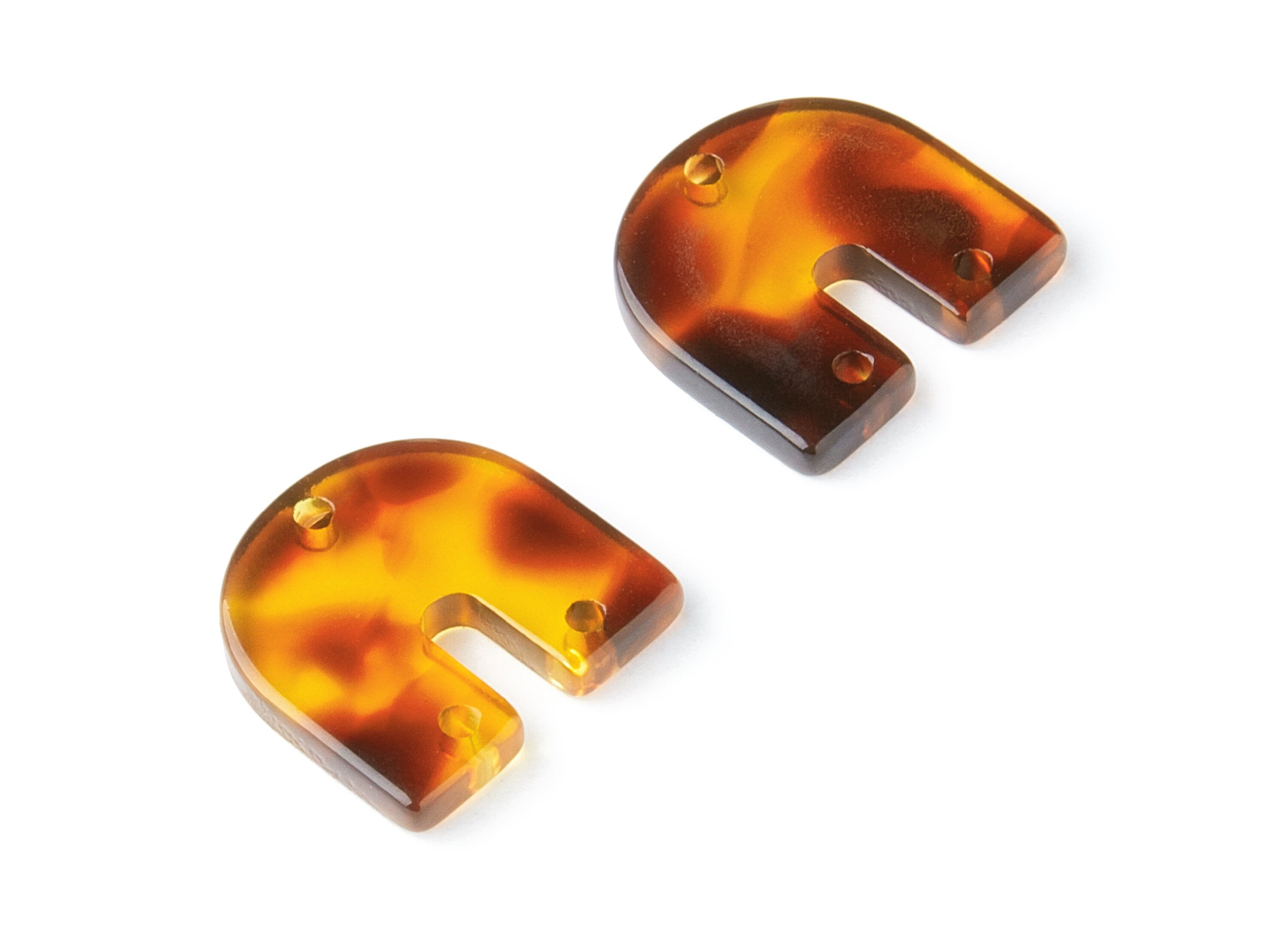 Acetate Acrylic Charm with 3 Holes - Tortoise Shell Earrings - U Pendant - Jewelry Supplies - Color Code: A05 - 16.7x15.8x2.7mm - AC1353D - DOMEDBAZAAR