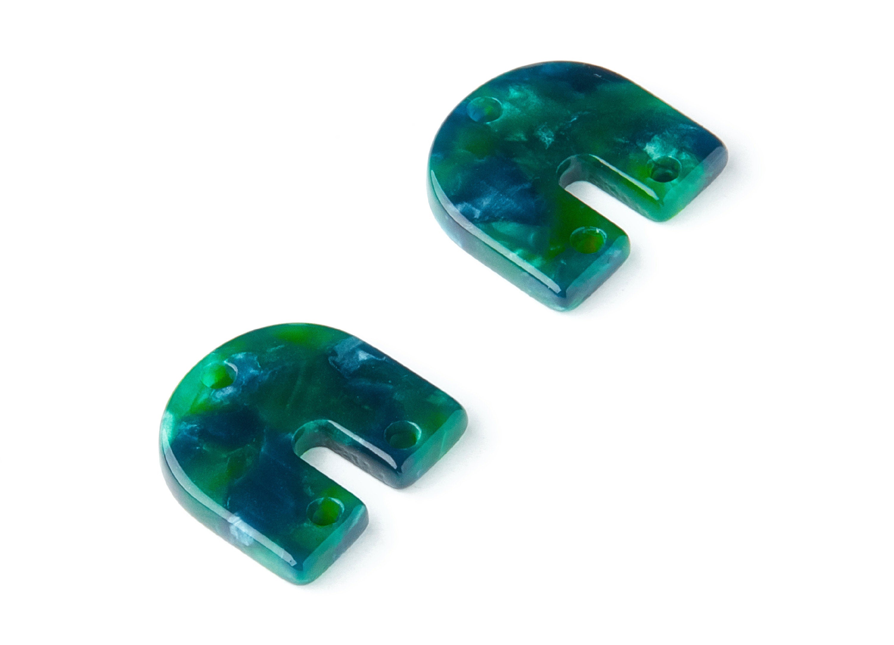 Acetate U Earring Charms - Acrylic U Pendant - 3 Holes - Earring Findings - Jewelry Supplies - Color Code: A13 - 16.7x15.8x2.7mm - AC1353H - DOMEDBAZAAR