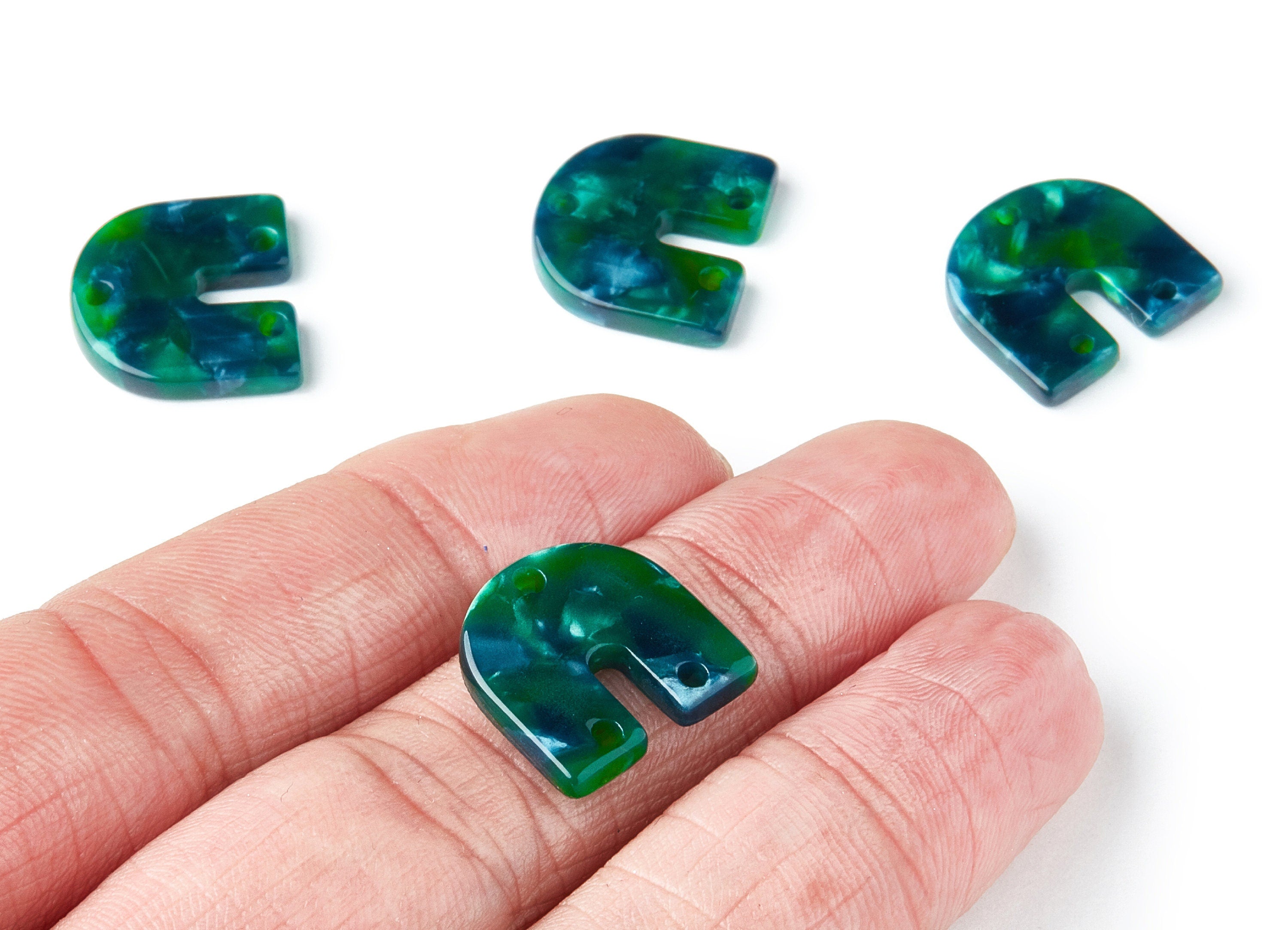 Acetate U Earring Charms - Acrylic U Pendant - 3 Holes - Earring Findings - Jewelry Supplies - Color Code: A13 - 16.7x15.8x2.7mm - AC1353H - DOMEDBAZAAR