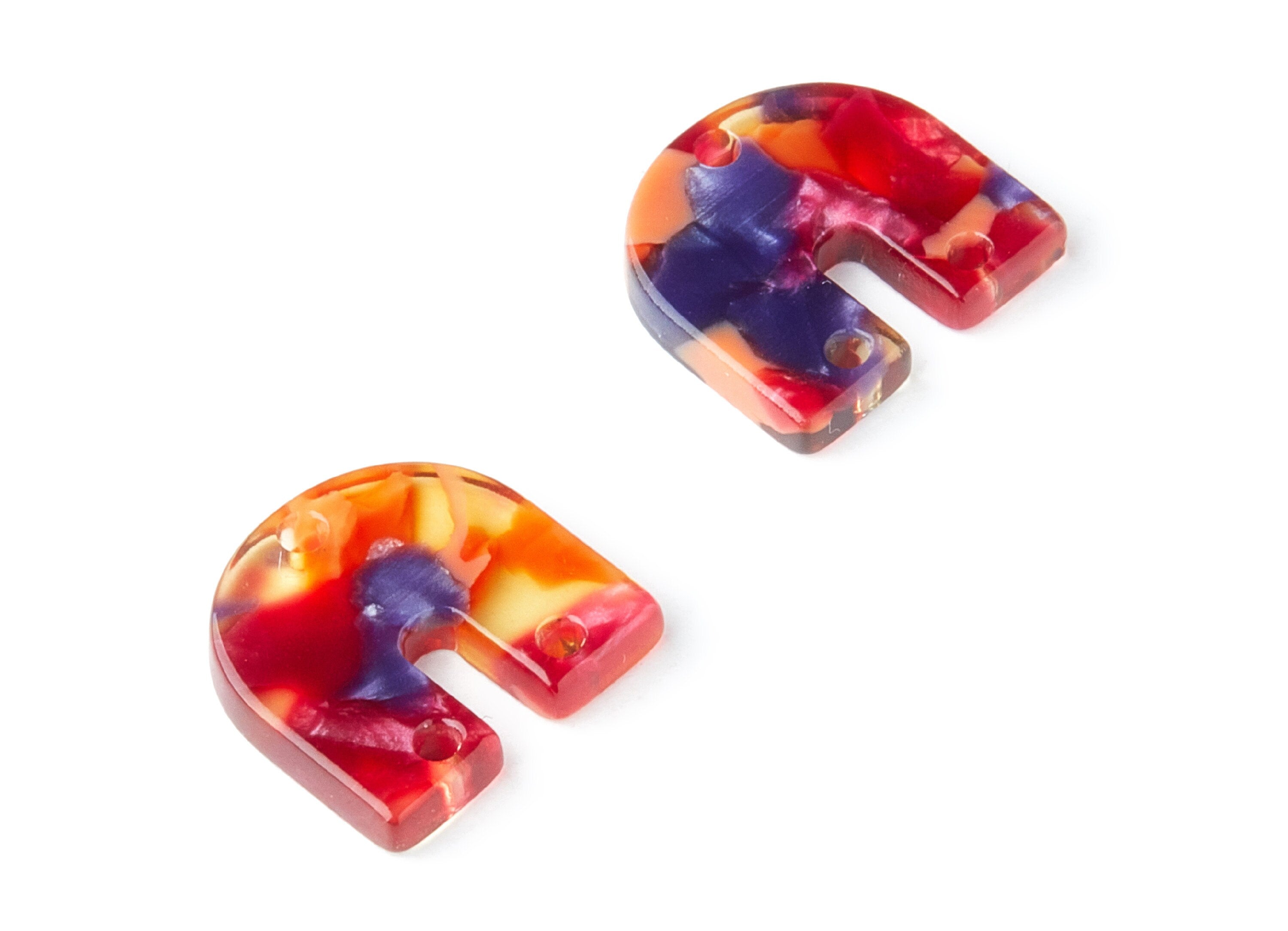 Acetate U Earring Charms With 3 Holes - U Shaped Pendant - Earring Findings - Jewelry Supplies - Color Code: A44 - 16.7x15.8x2.7mm - AC1353K - DOMEDBAZAAR