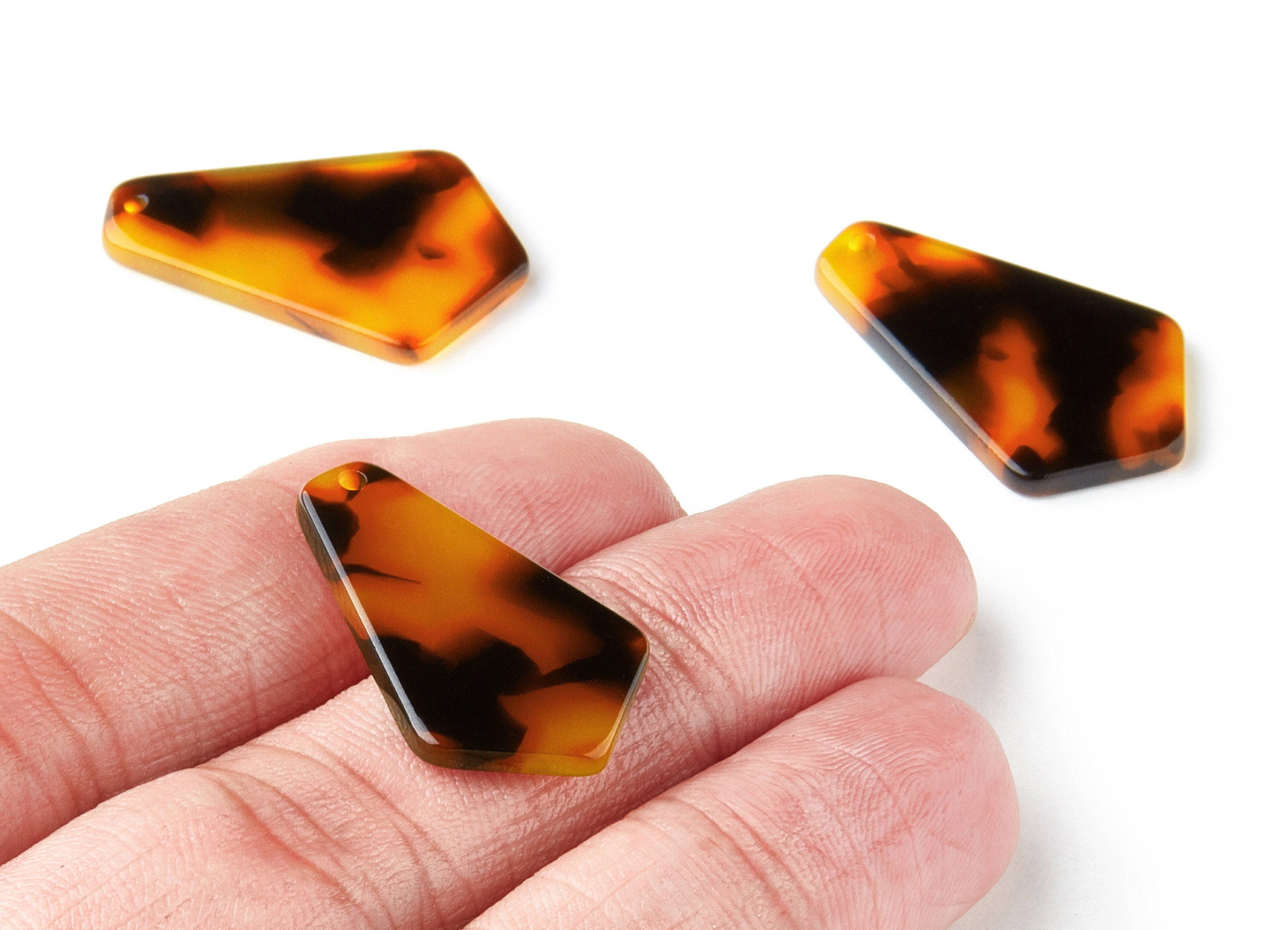 Acetate Acrylic Earring Charms - Tortoise Shell Earrings - Geometric Pendant - Jewelry Supplies - Color Code:A04 - 27x16.59x2.65mm - AC1319B - DOMEDBAZAAR